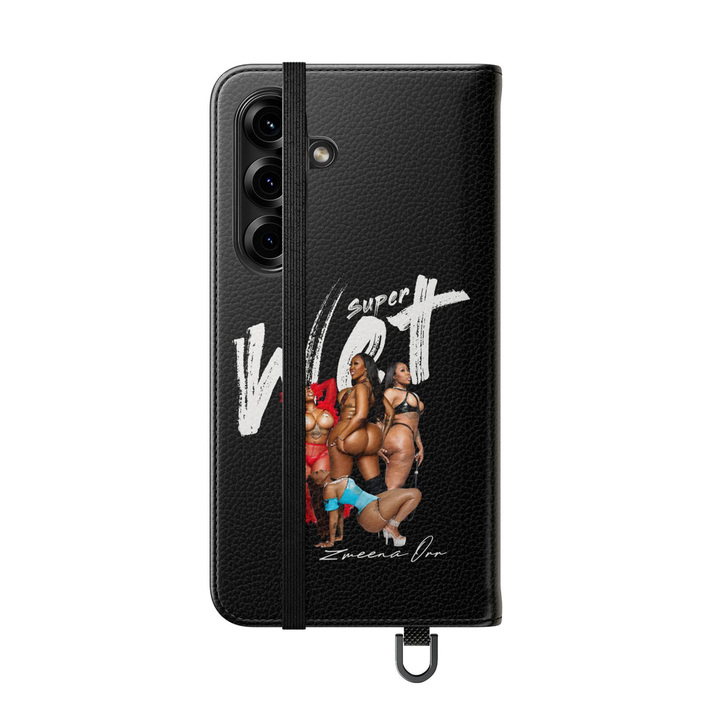 Black Personalized Flip Phone Case – "Super Wet" Graphic & Name (Tamena)