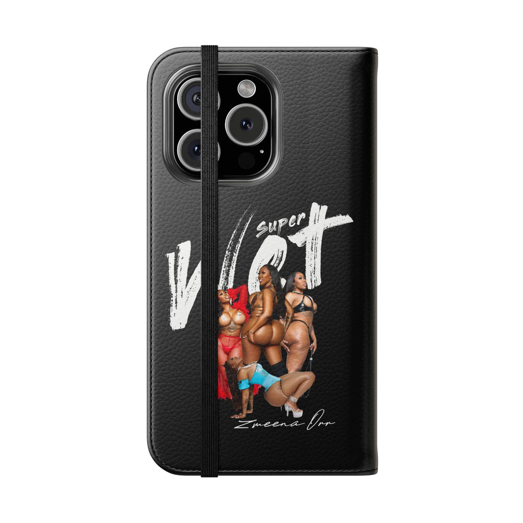 Black Personalized Flip Phone Case – "Super Wet" Graphic & Name (Tamena)