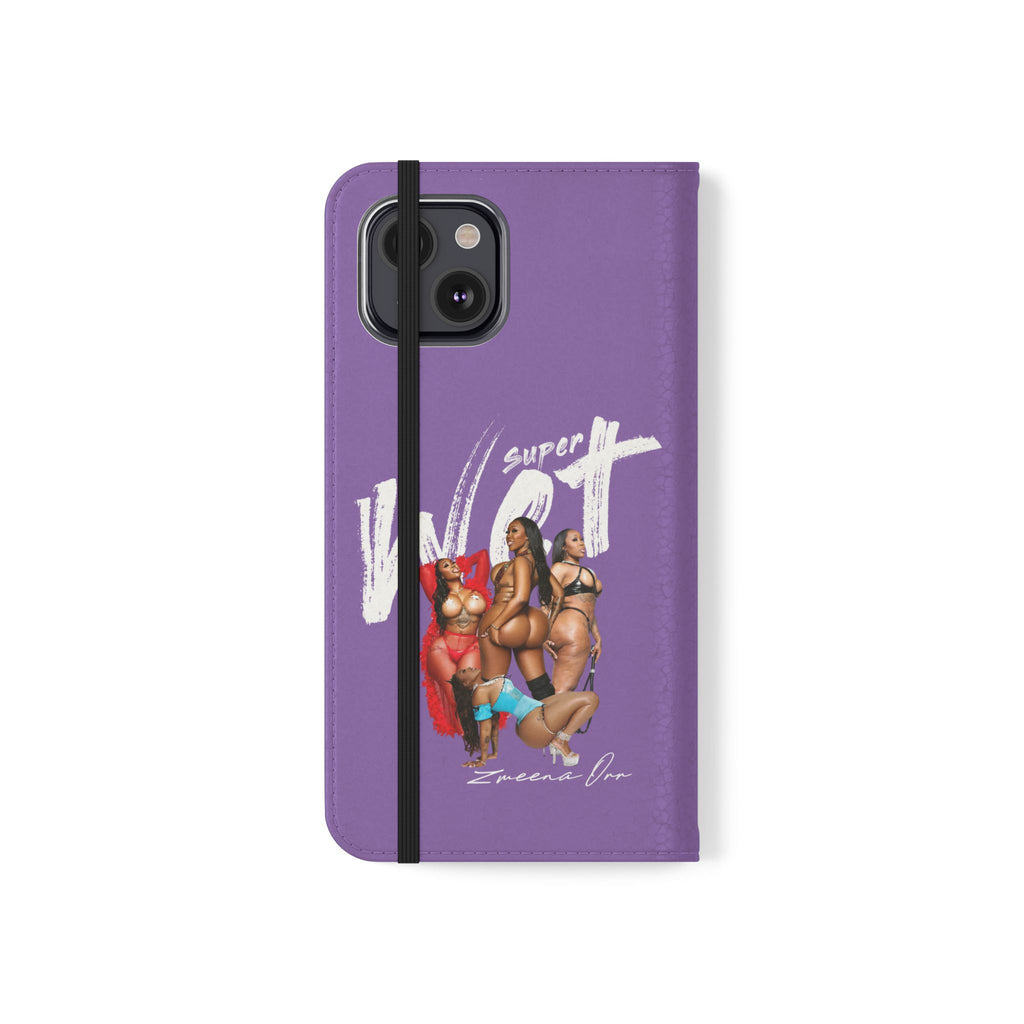 Purple Personalized Flip Phone Case – "Super Wet" Graphic & Name (Tamena)