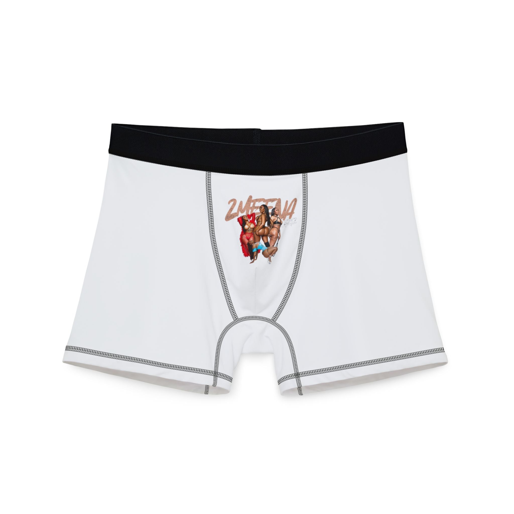 White Men's Boxer Briefs with ZEE Graphic - 'Stay Salty' Center Front Print