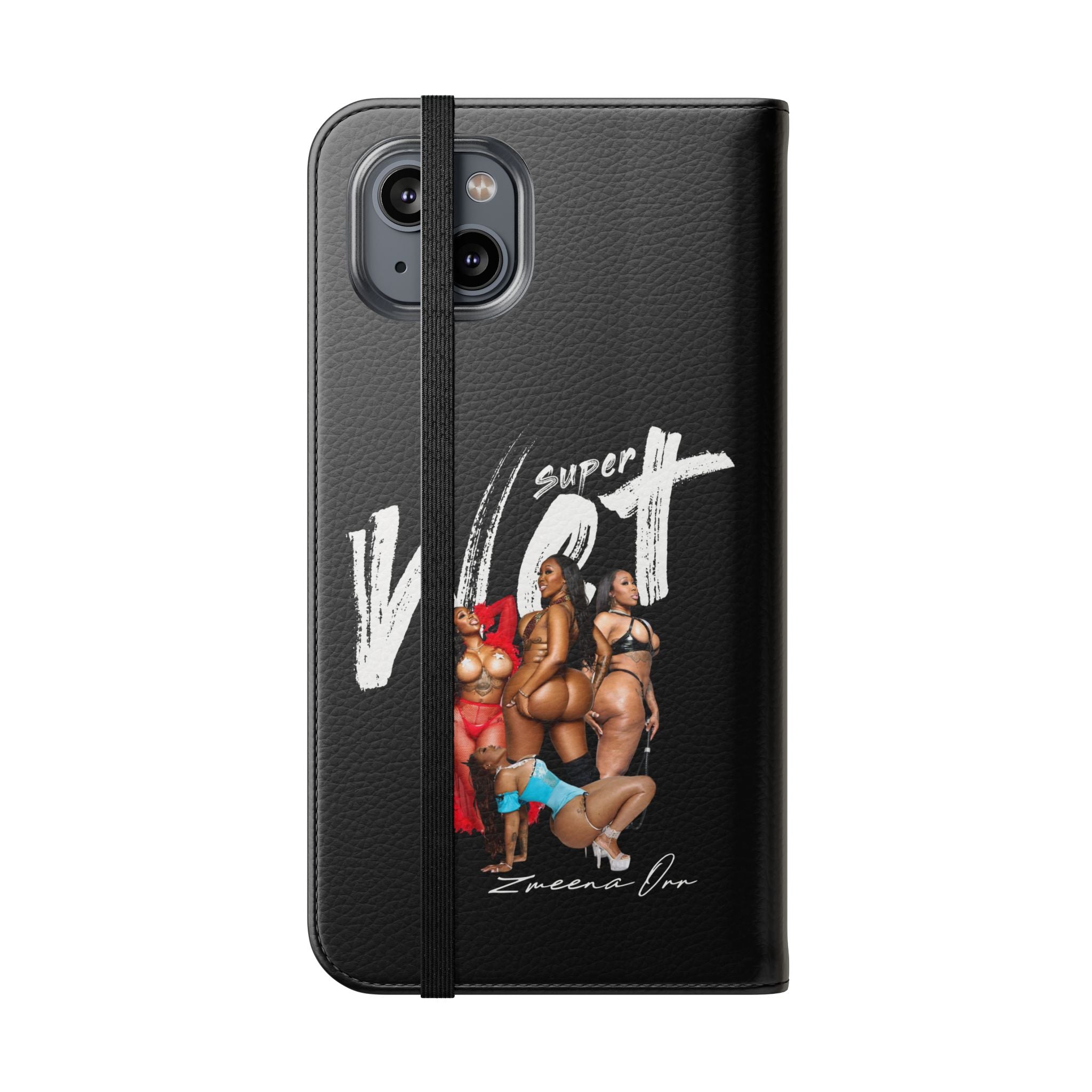 Black Personalized Flip Phone Case – "Super Wet" Graphic & Name (Tamena)
