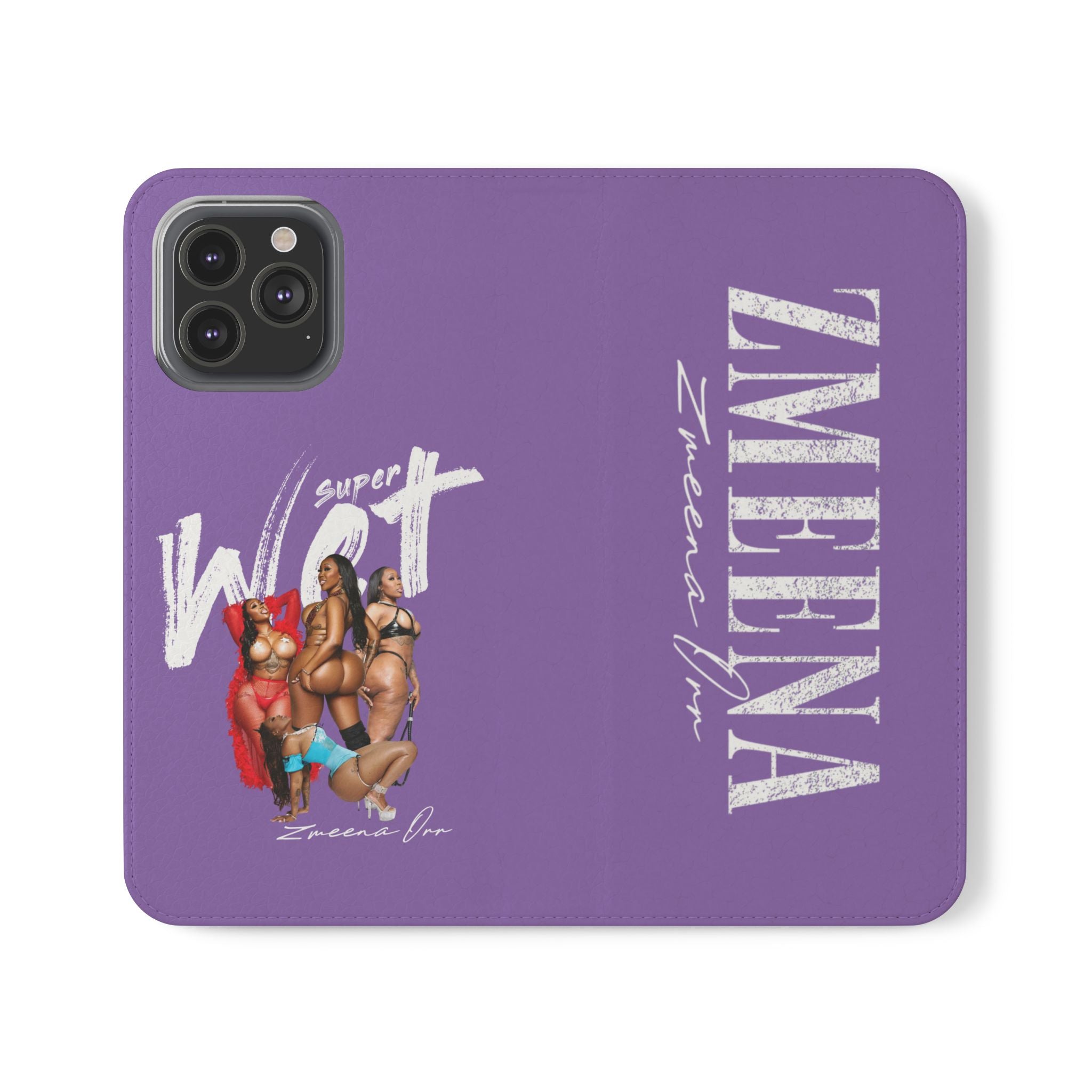 Purple Personalized Flip Phone Case – "Super Wet" Graphic & Name (Tamena)
