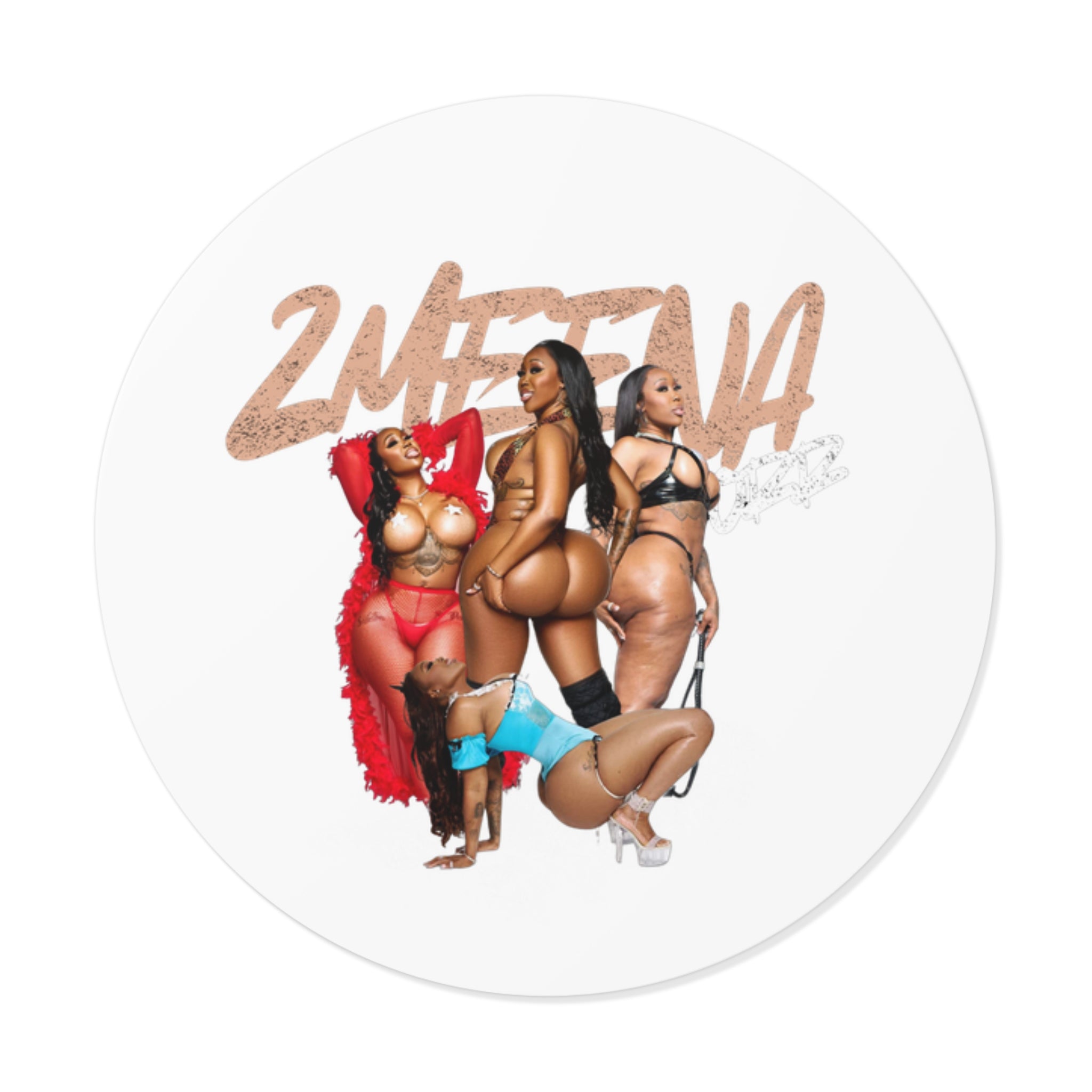 Round Vinyl Sticker — 2METINA Pin-Up Baddie Crew Graphic