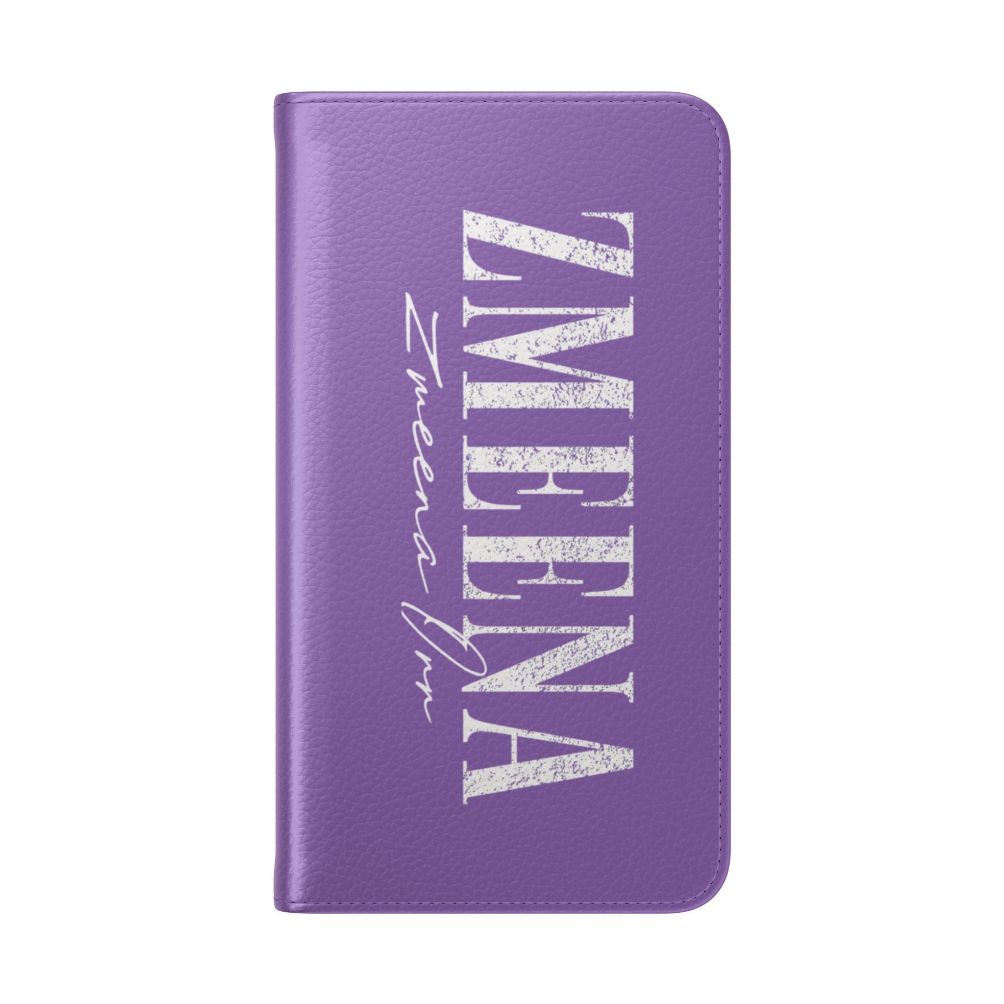 Purple Personalized Flip Phone Case – "Super Wet" Graphic & Name (Tamena)