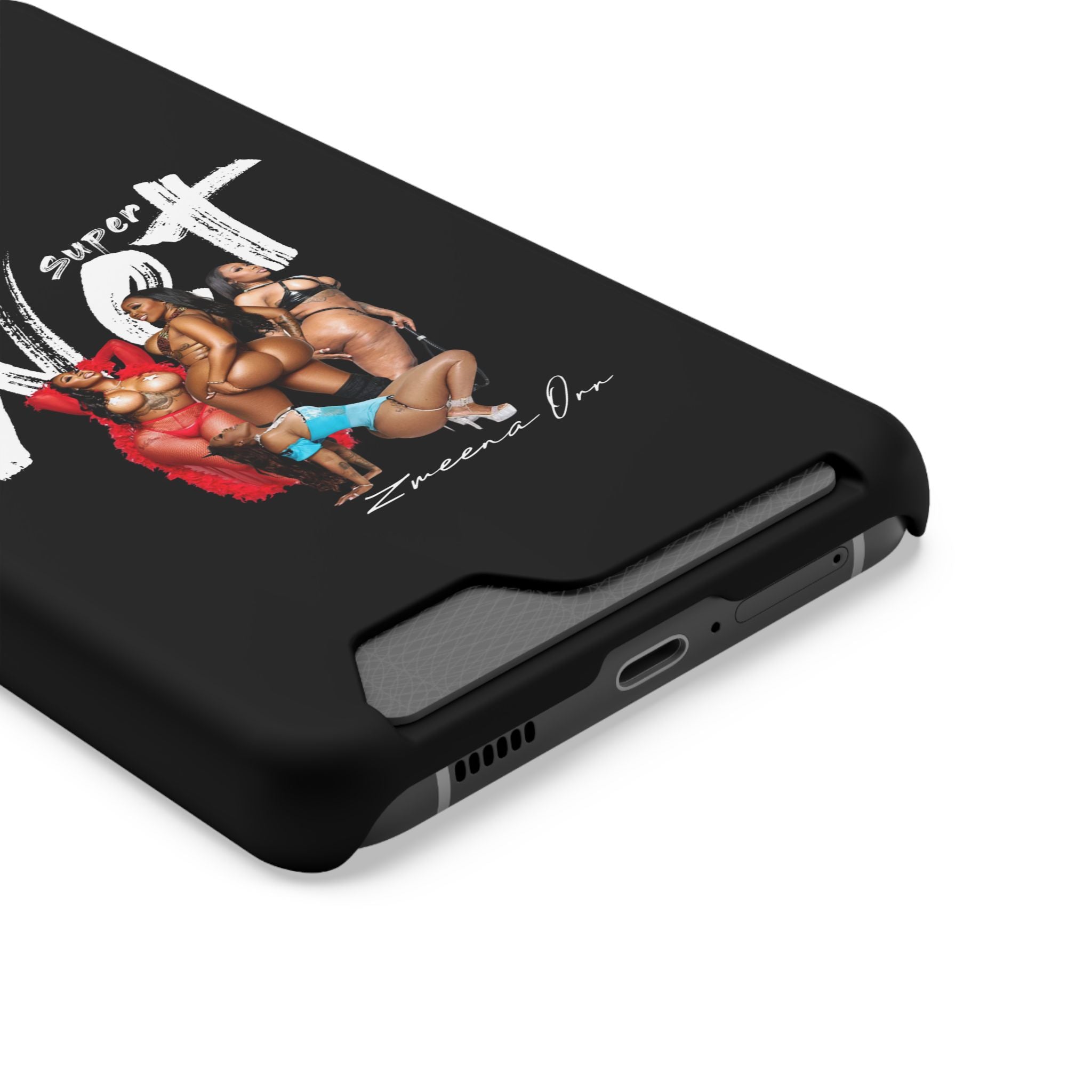 Phone Case with Card Holder — 'Super Wet' Pinup Crew Graphic