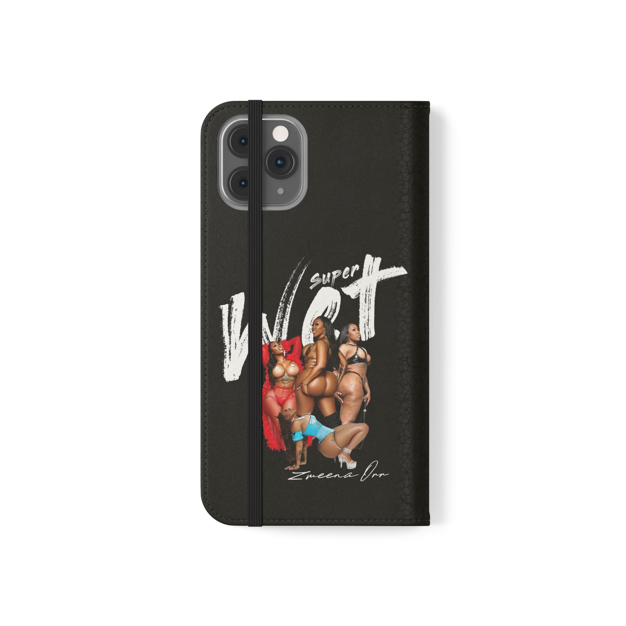 Black Personalized Flip Phone Case – "Super Wet" Graphic & Name (Tamena)