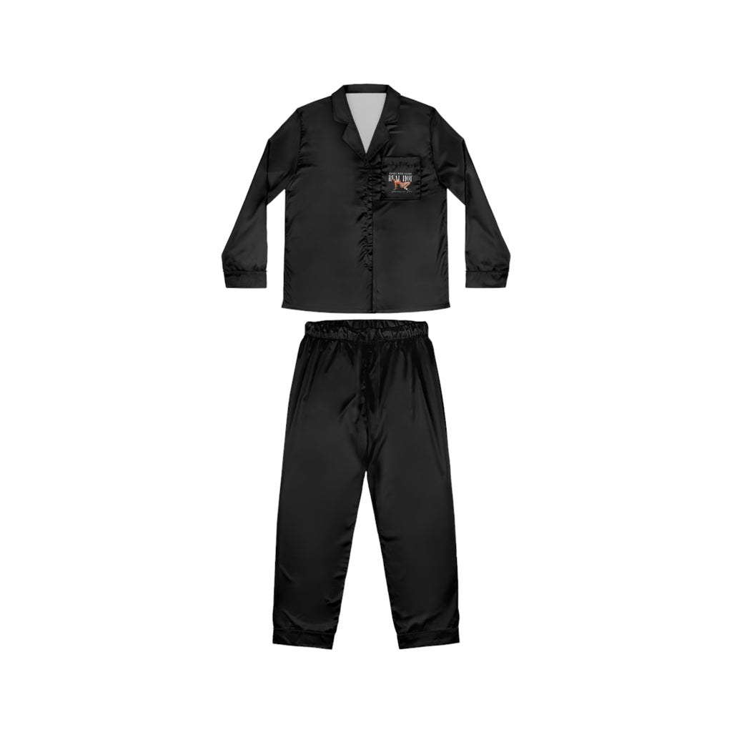 Satin Pajama Set – Retro Pinup 'WUT' Graphic Women's Sleepwear