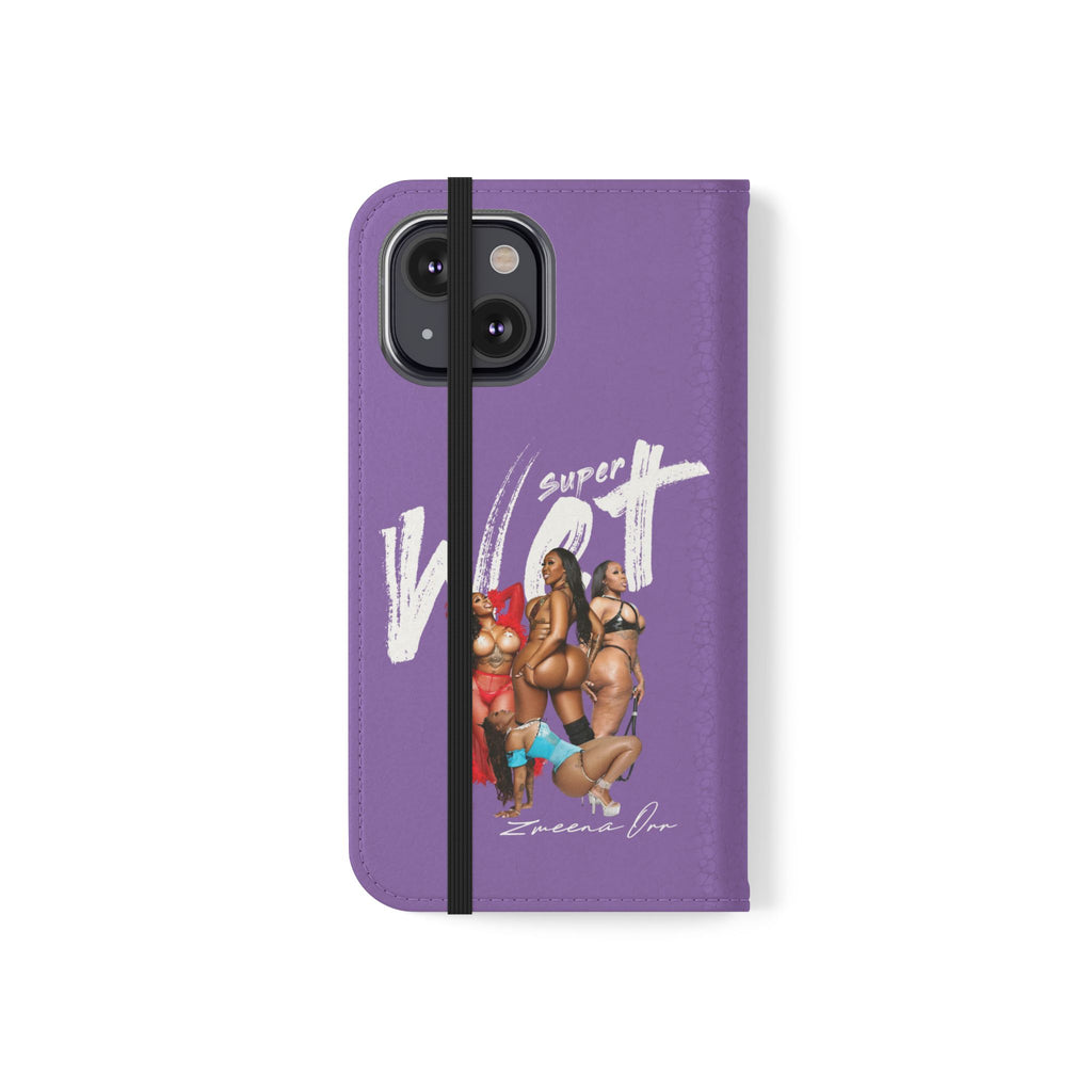 Purple Personalized Flip Phone Case – "Super Wet" Graphic & Name (Tamena)