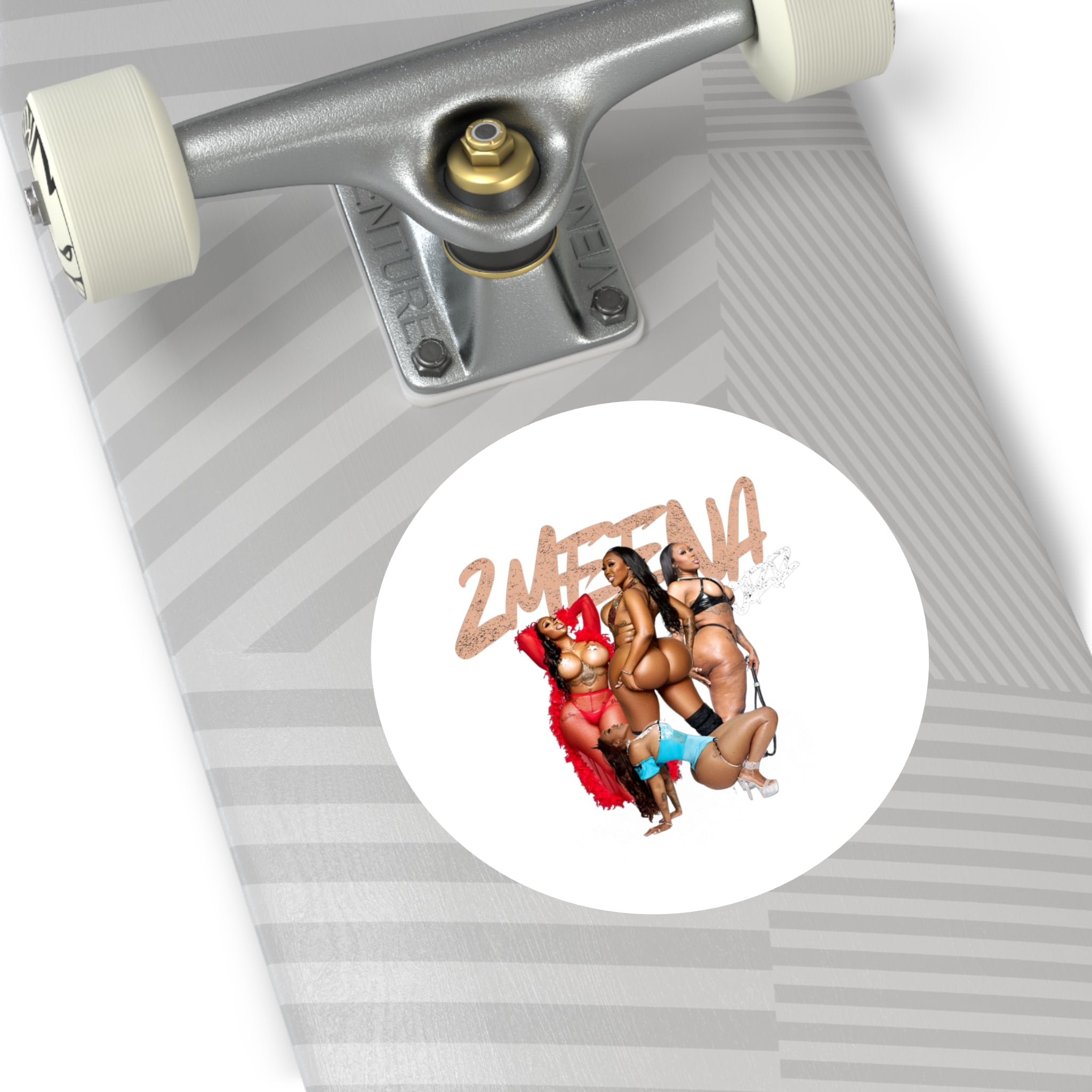 Round Vinyl Sticker — 2METINA Pin-Up Baddie Crew Graphic