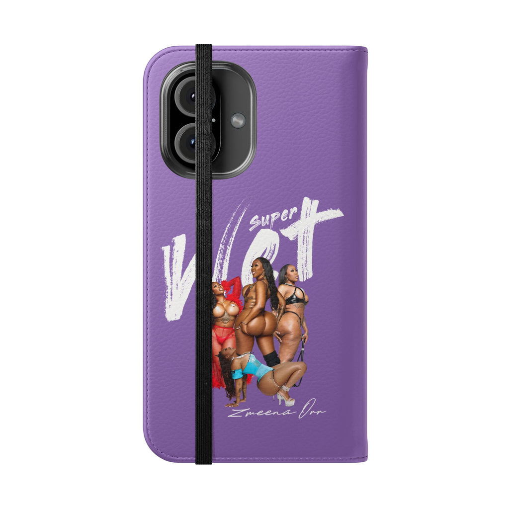 Purple Personalized Flip Phone Case – "Super Wet" Graphic & Name (Tamena)