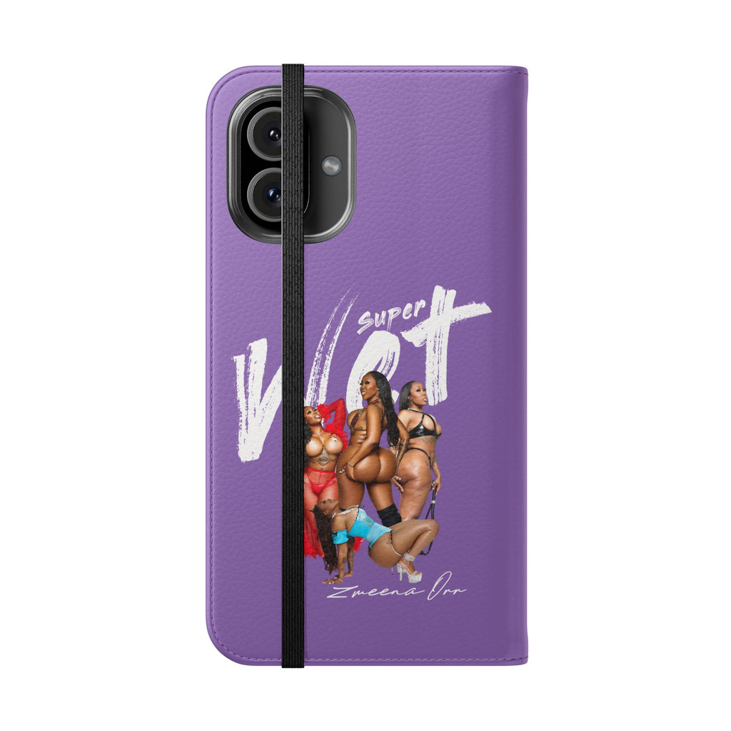 Purple Personalized Flip Phone Case – "Super Wet" Graphic & Name (Tamena)