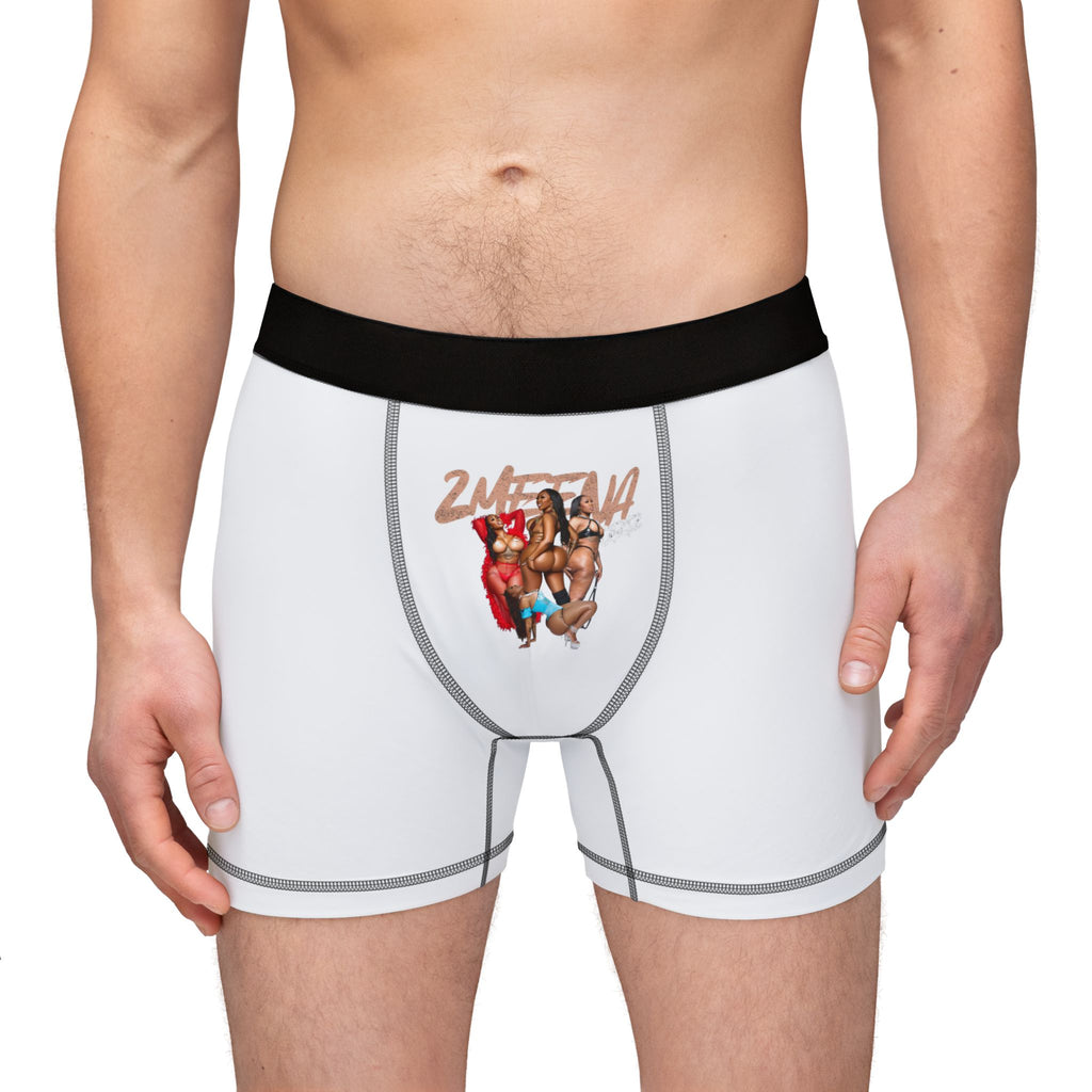 White Men's Boxer Briefs with ZEE Graphic - 'Stay Salty' Center Front Print