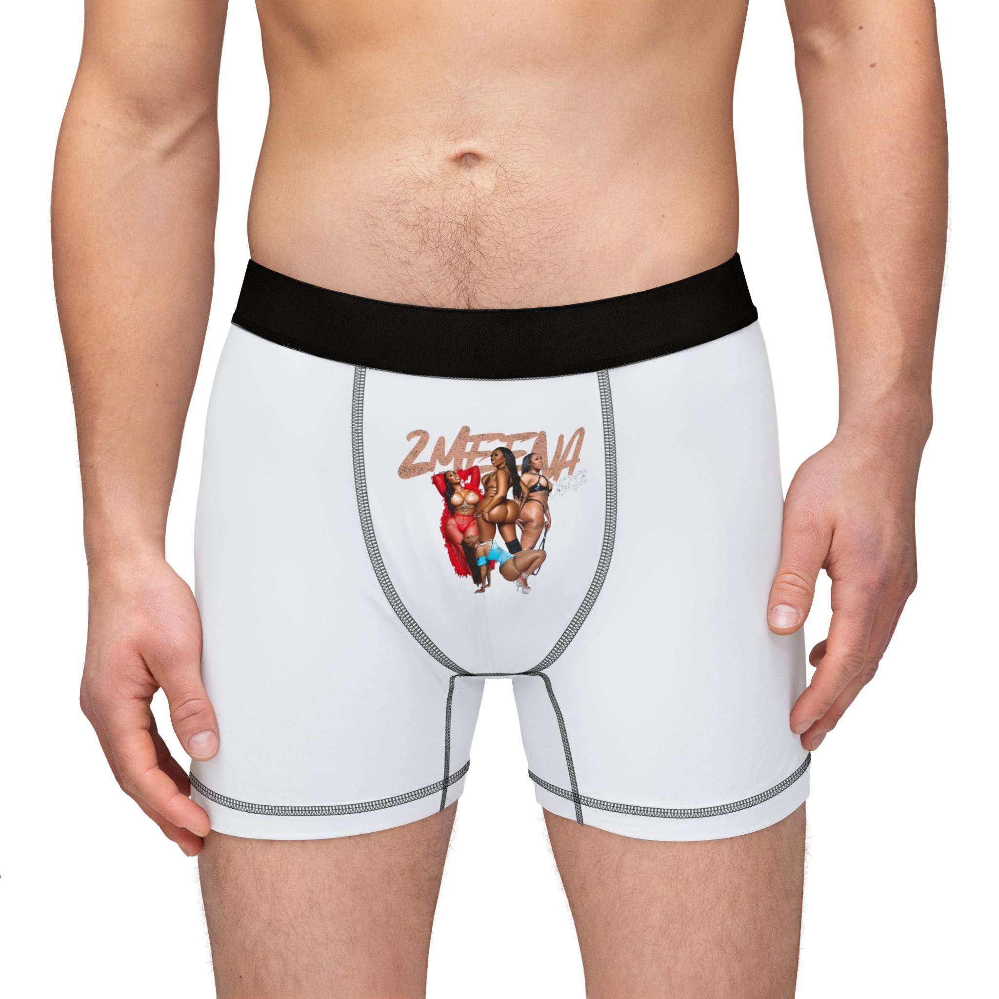 White Men's Boxer Briefs with ZEE Graphic - 'Stay Salty' Center Front Print