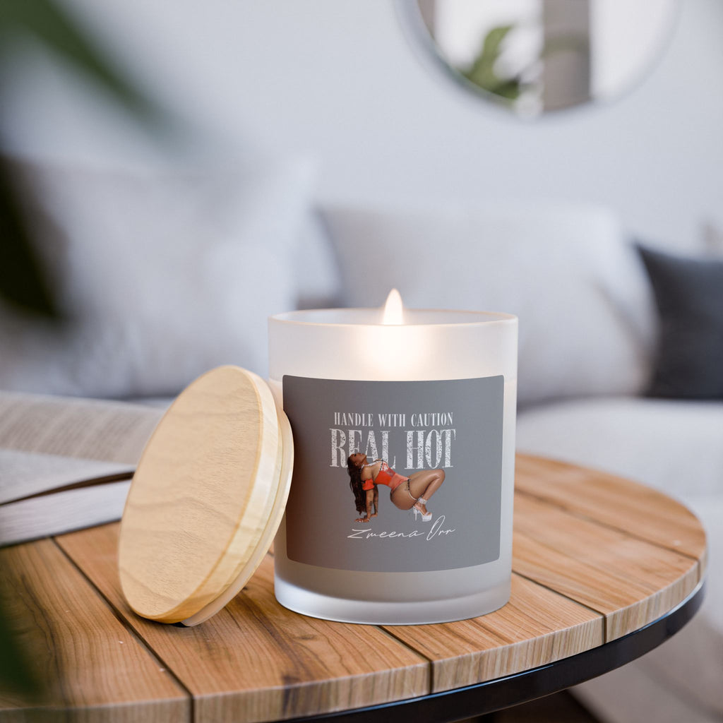 Grey Label Frosted Glass Candle — Bold Pinup Illustration Scented Soy Candle, 11oz