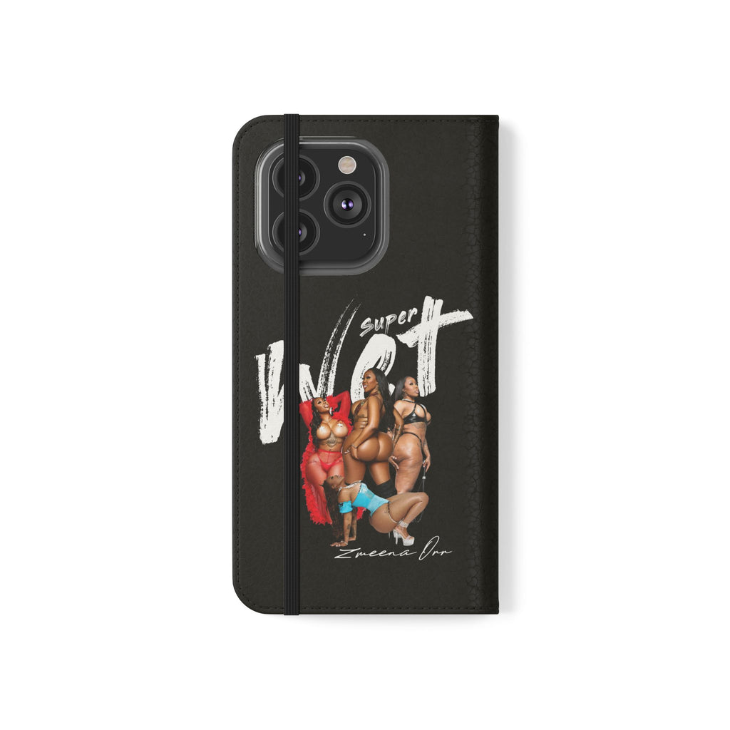 Black Personalized Flip Phone Case – "Super Wet" Graphic & Name (Tamena)