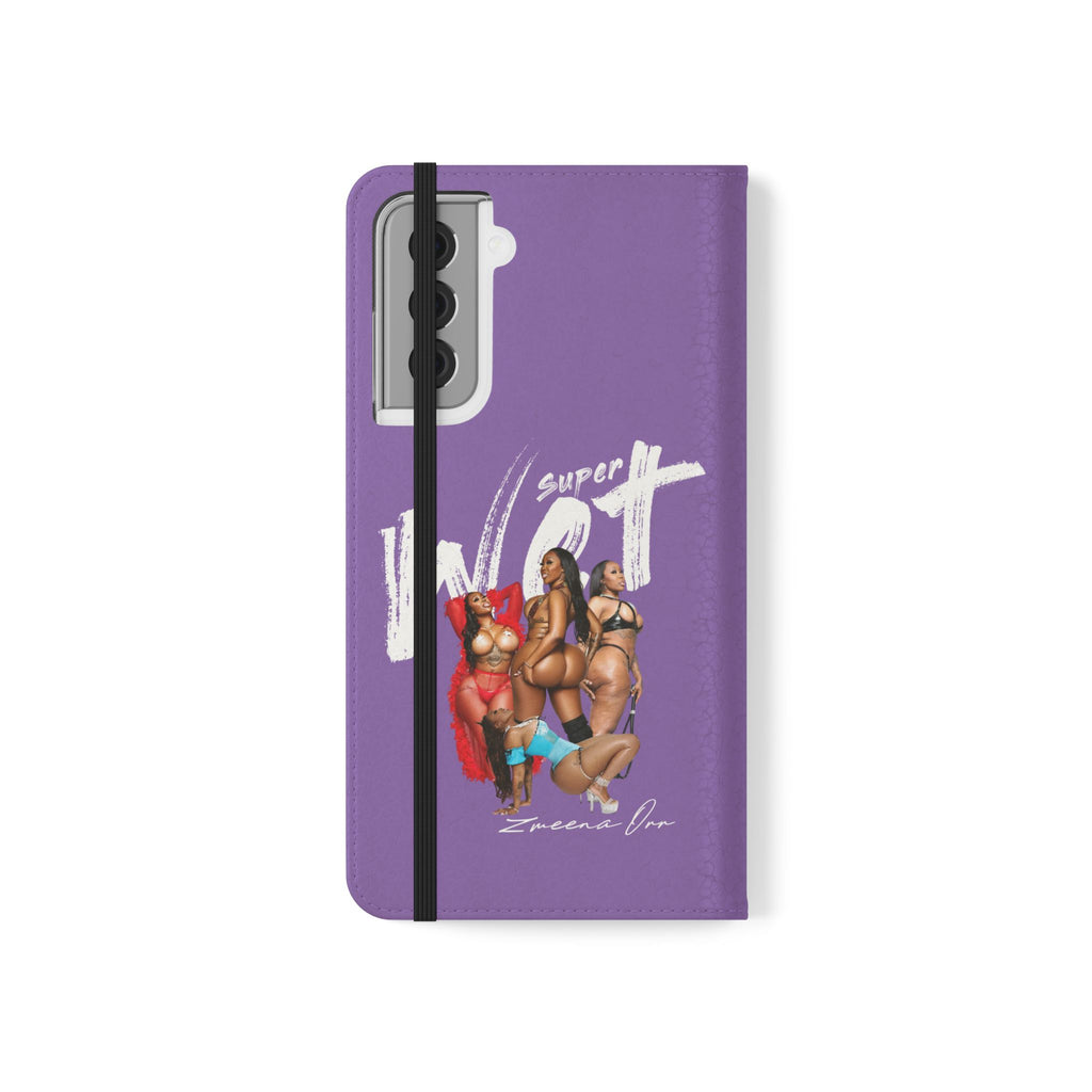 Purple Personalized Flip Phone Case – "Super Wet" Graphic & Name (Tamena)