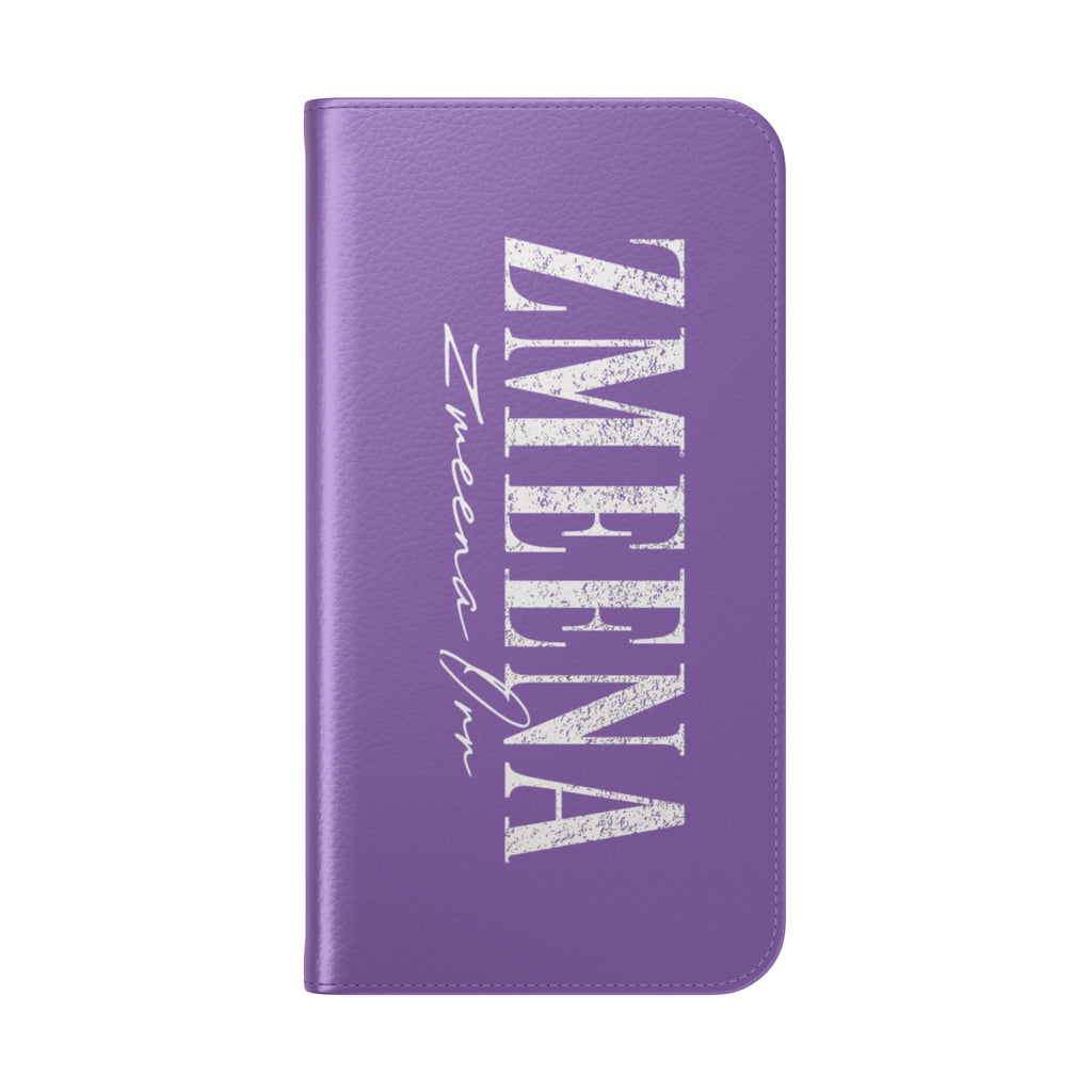 Purple Personalized Flip Phone Case – "Super Wet" Graphic & Name (Tamena)