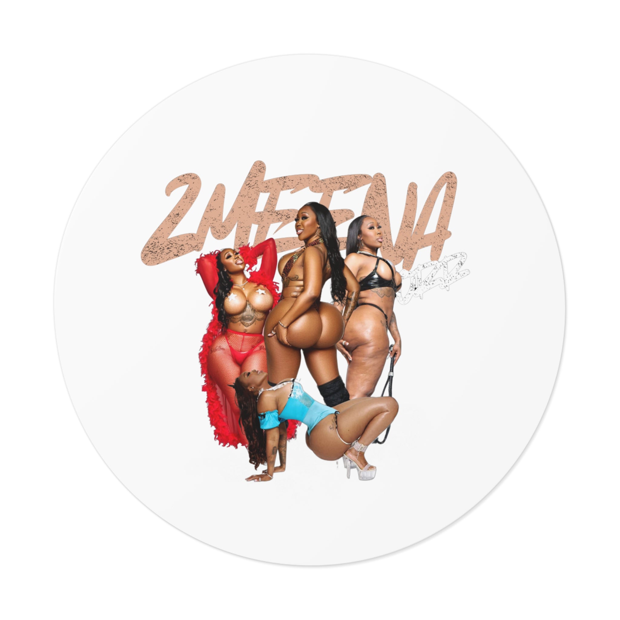 Round Vinyl Sticker — 2METINA Pin-Up Baddie Crew Graphic