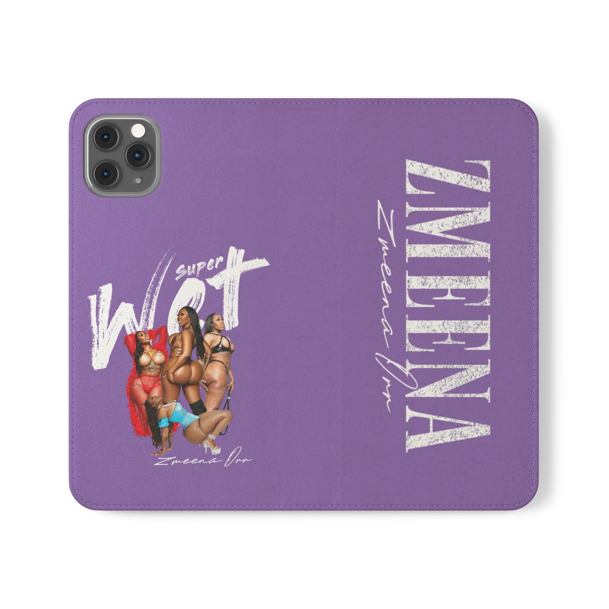 Purple Personalized Flip Phone Case – "Super Wet" Graphic & Name (Tamena)
