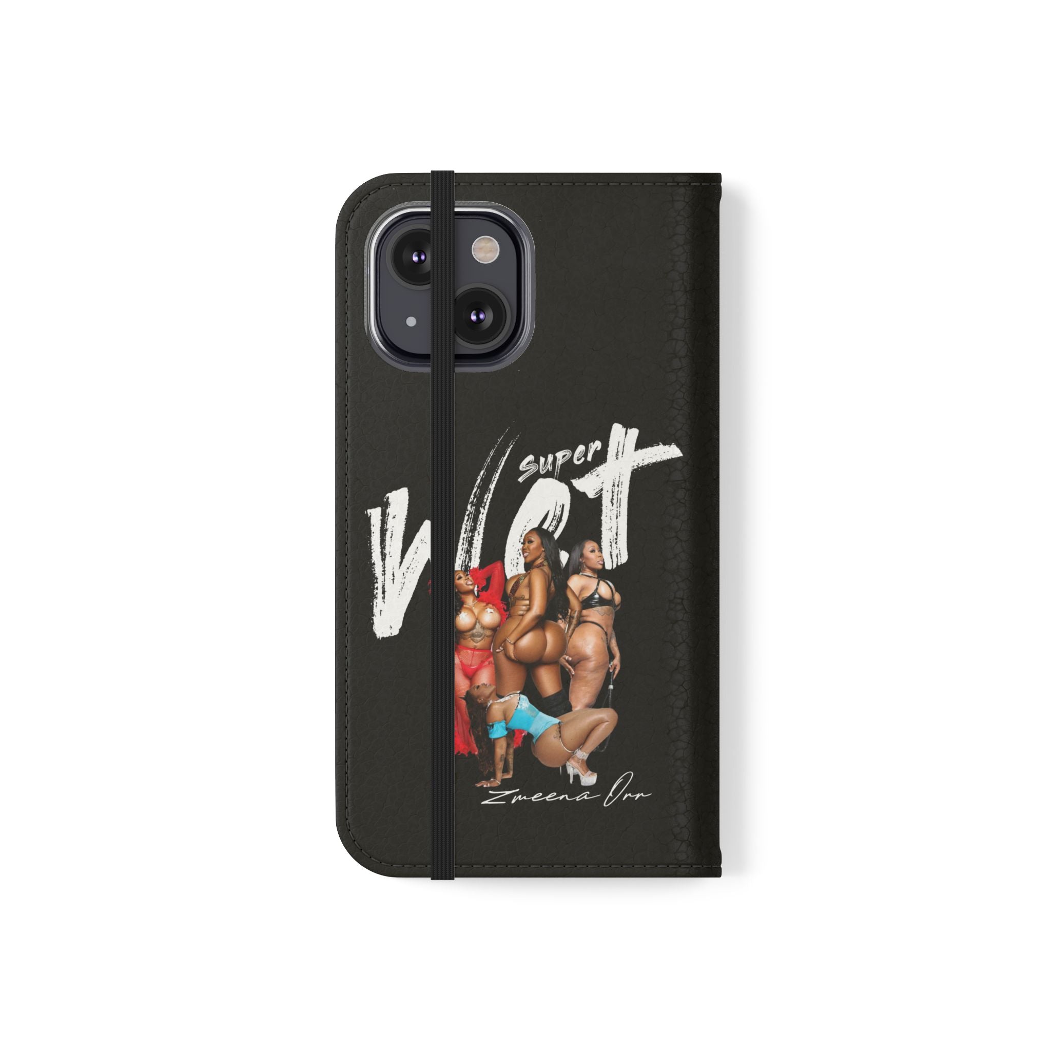 Black Personalized Flip Phone Case – "Super Wet" Graphic & Name (Tamena)