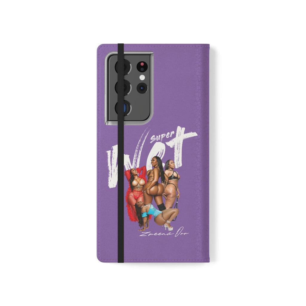 Purple Personalized Flip Phone Case – "Super Wet" Graphic & Name (Tamena)