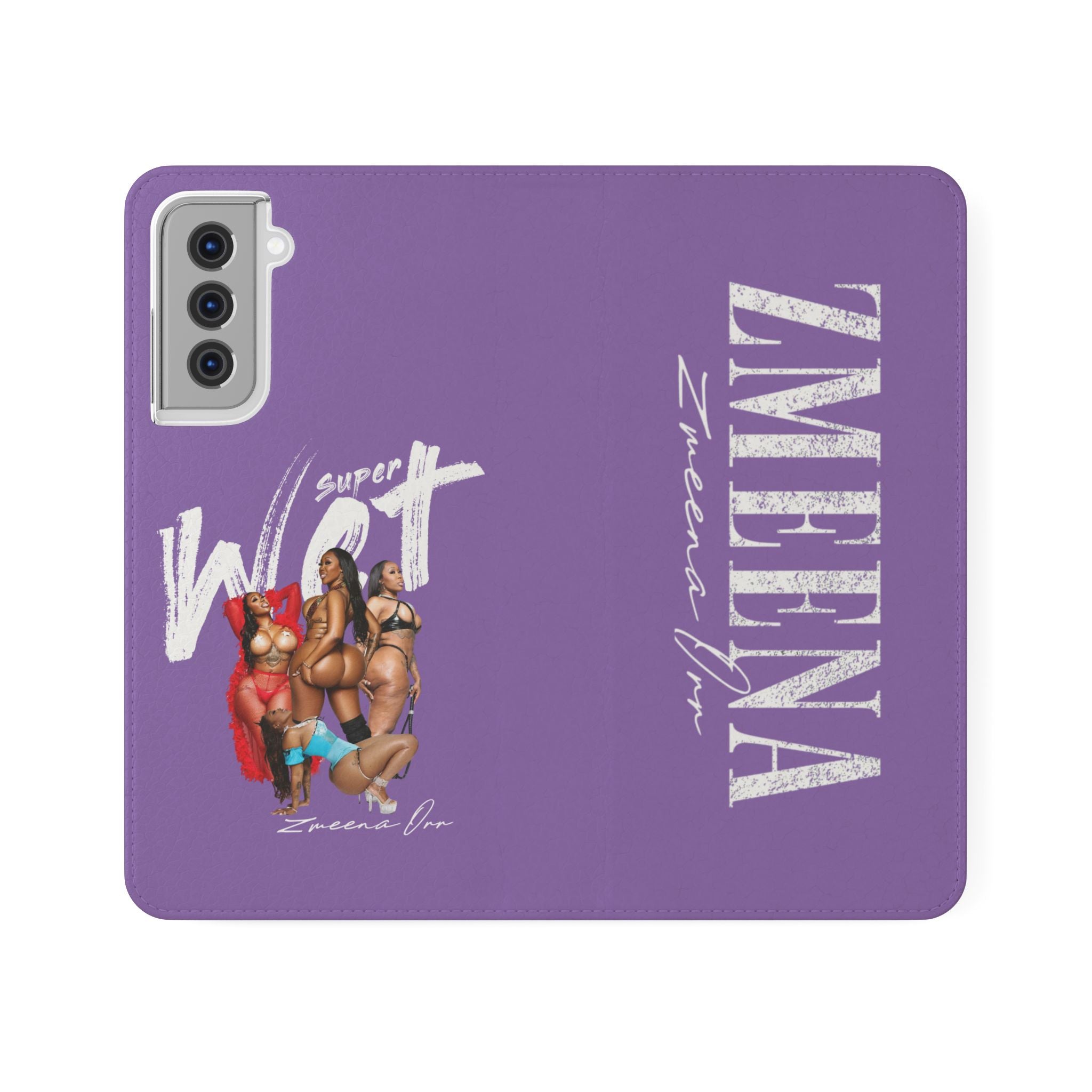 Purple Personalized Flip Phone Case – "Super Wet" Graphic & Name (Tamena)