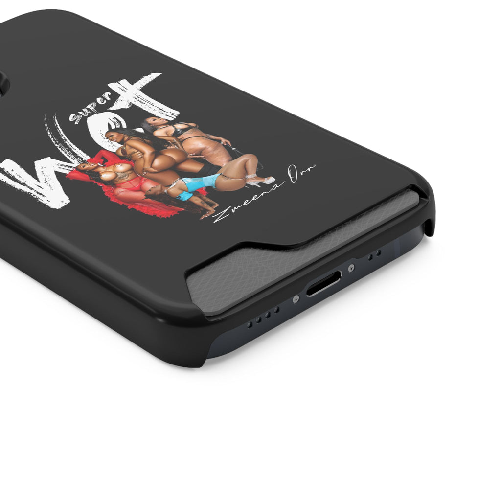 Phone Case with Card Holder — 'Super Wet' Pinup Crew Graphic