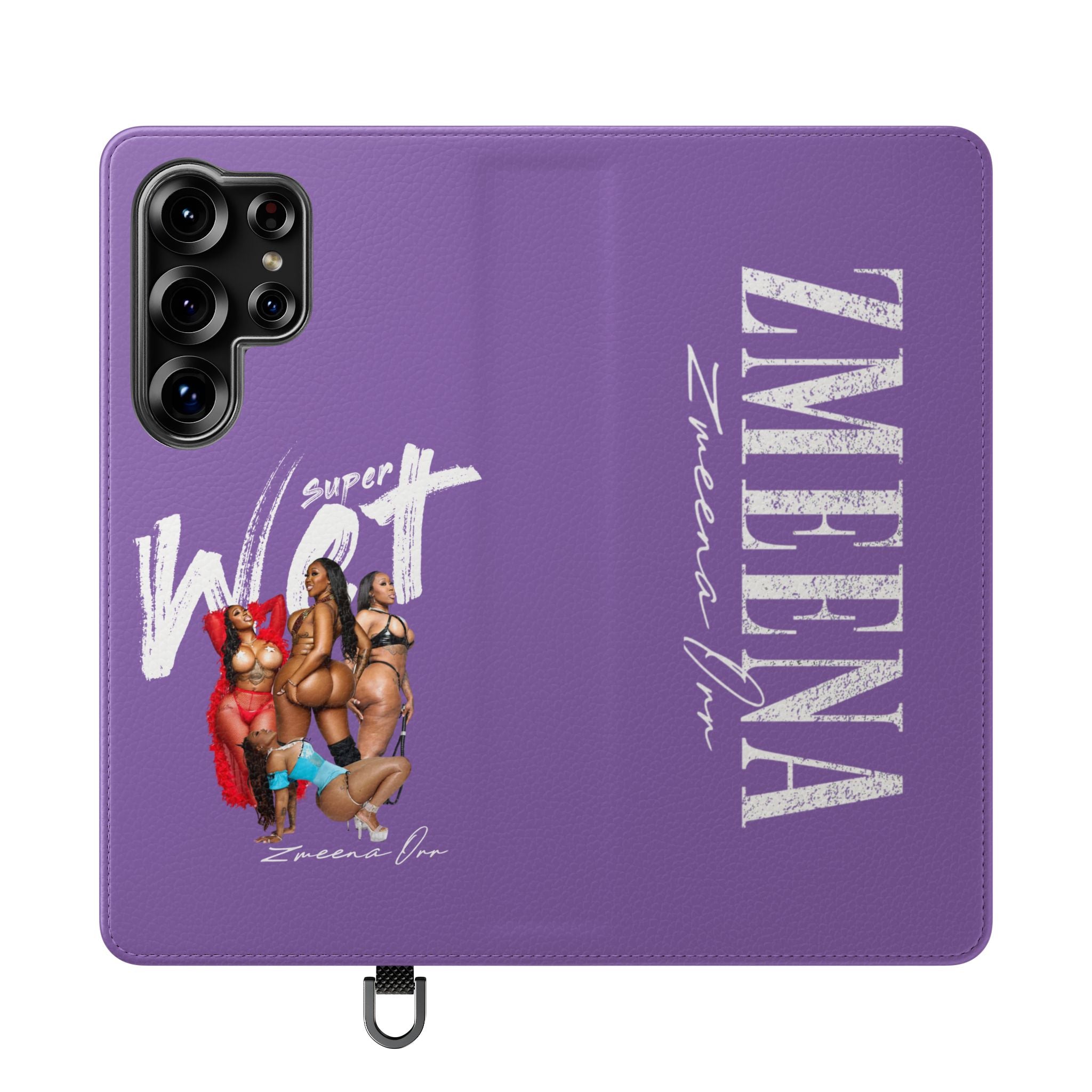 Purple Personalized Flip Phone Case – "Super Wet" Graphic & Name (Tamena)