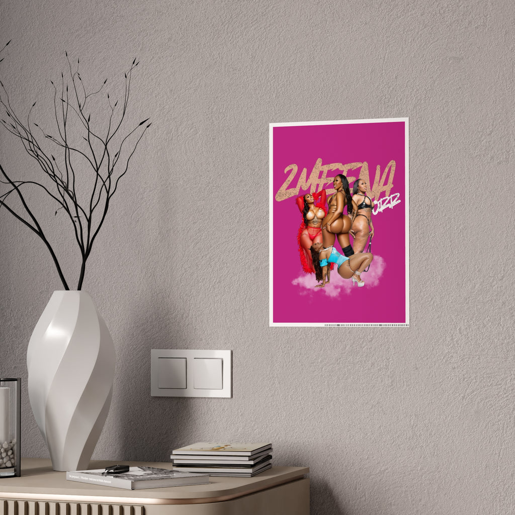 Maroon Gloss Poster — Sexy Pin-Up Curvy Women Art Print