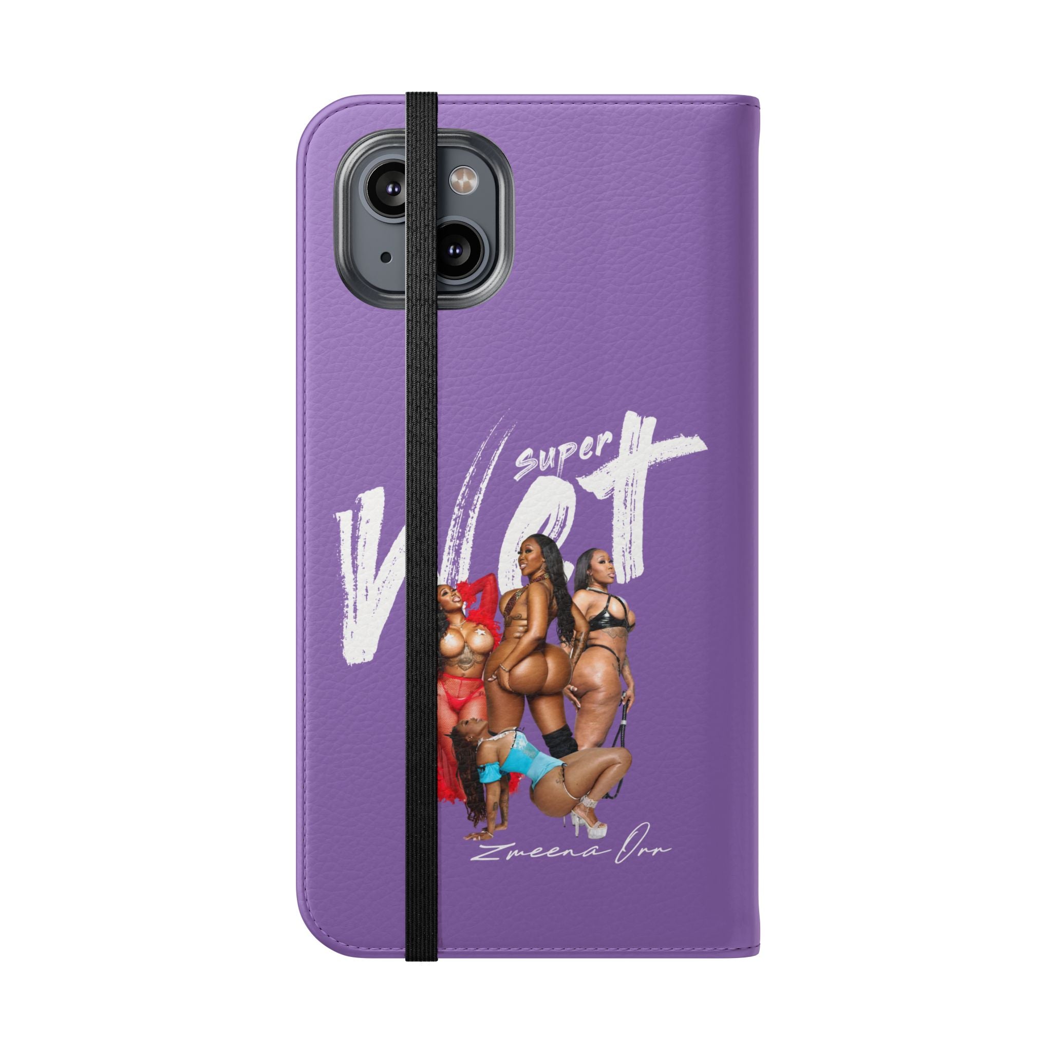 Purple Personalized Flip Phone Case – "Super Wet" Graphic & Name (Tamena)