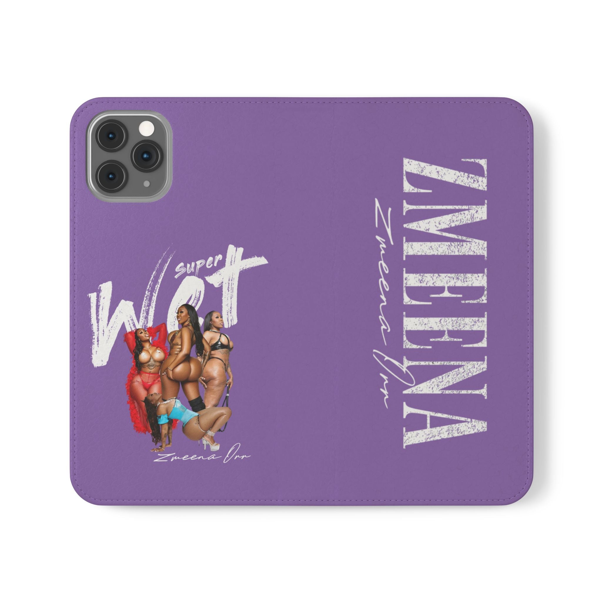 Purple Personalized Flip Phone Case – "Super Wet" Graphic & Name (Tamena)