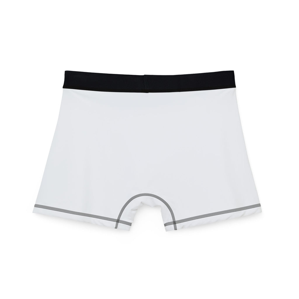 White Men's Boxer Briefs with ZEE Graphic - 'Stay Salty' Center Front Print