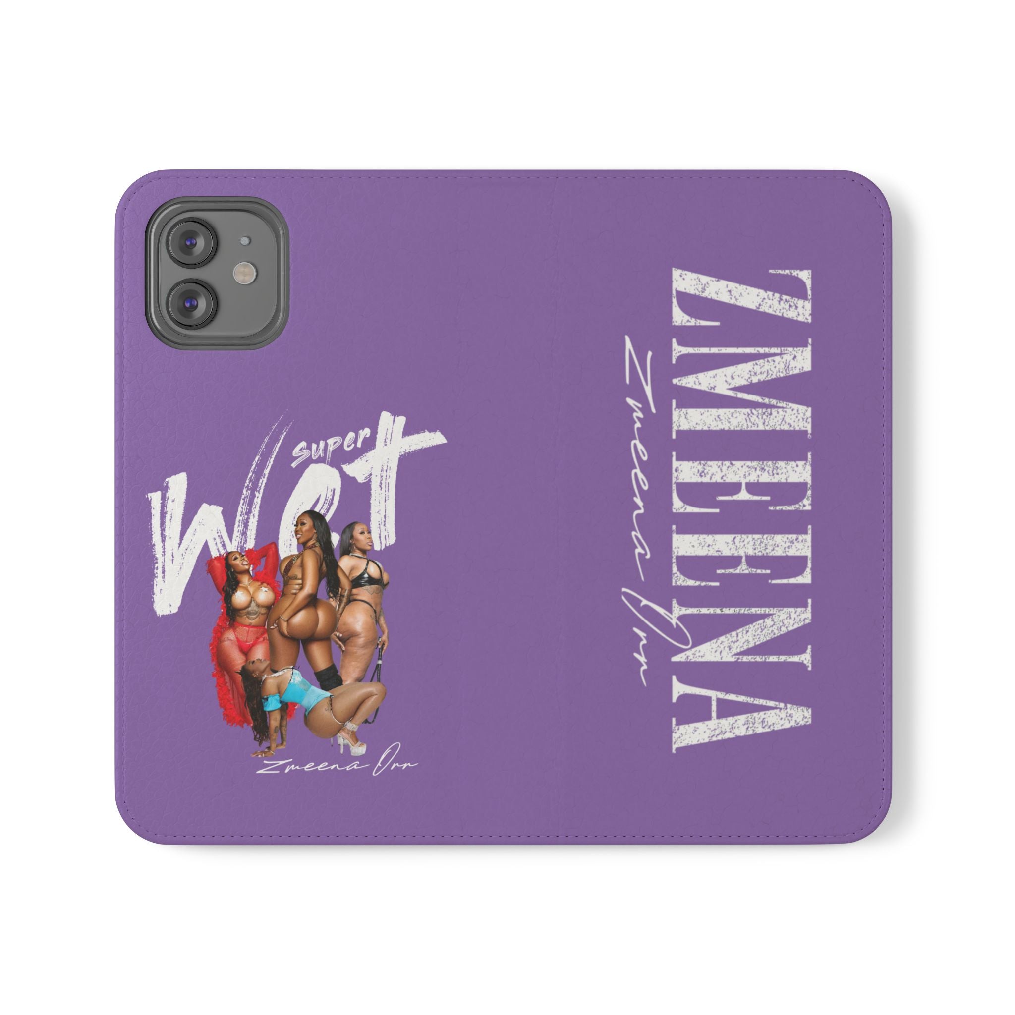 Purple Personalized Flip Phone Case – "Super Wet" Graphic & Name (Tamena)