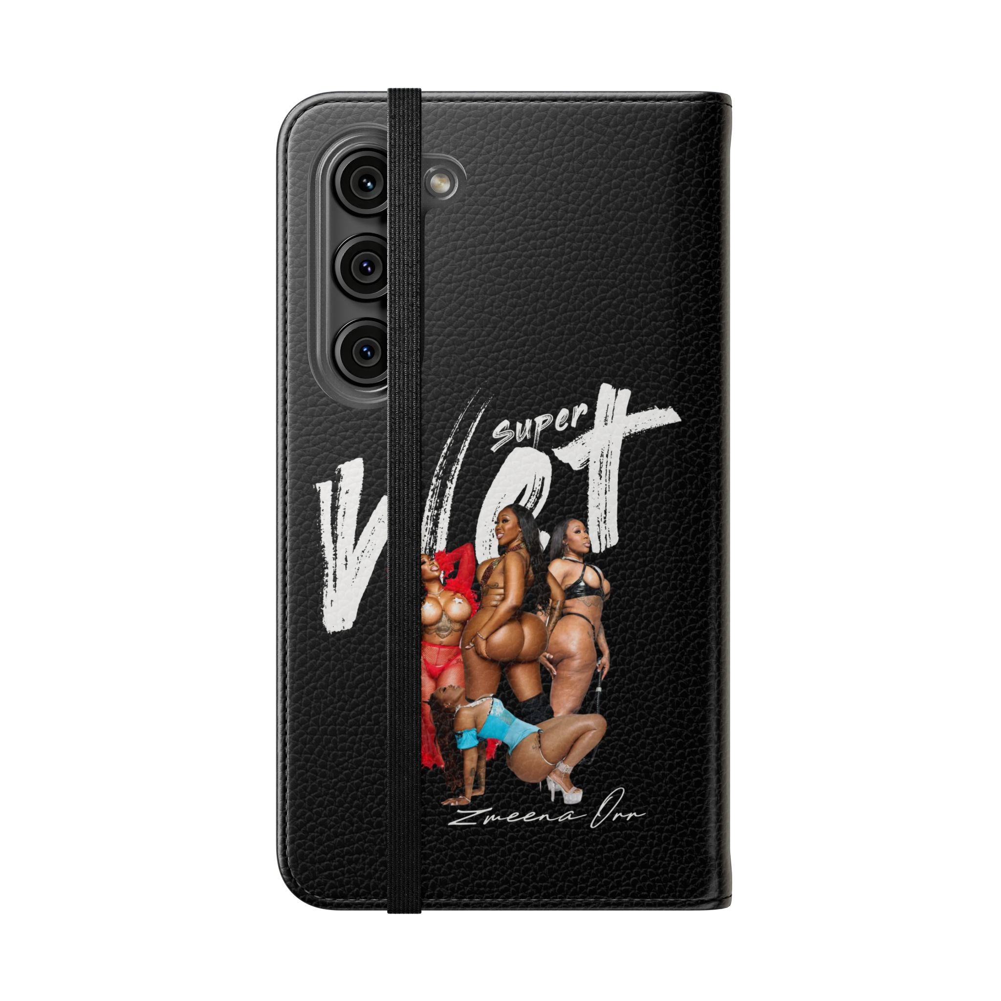 Black Personalized Flip Phone Case – "Super Wet" Graphic & Name (Tamena)