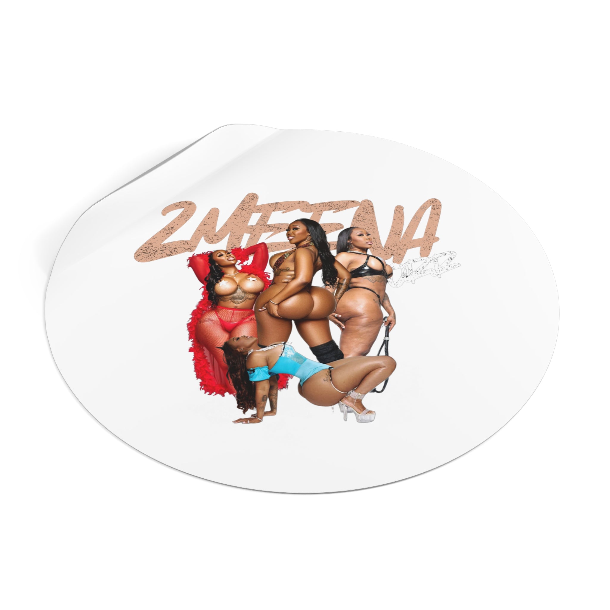 Round Vinyl Sticker — 2METINA Pin-Up Baddie Crew Graphic