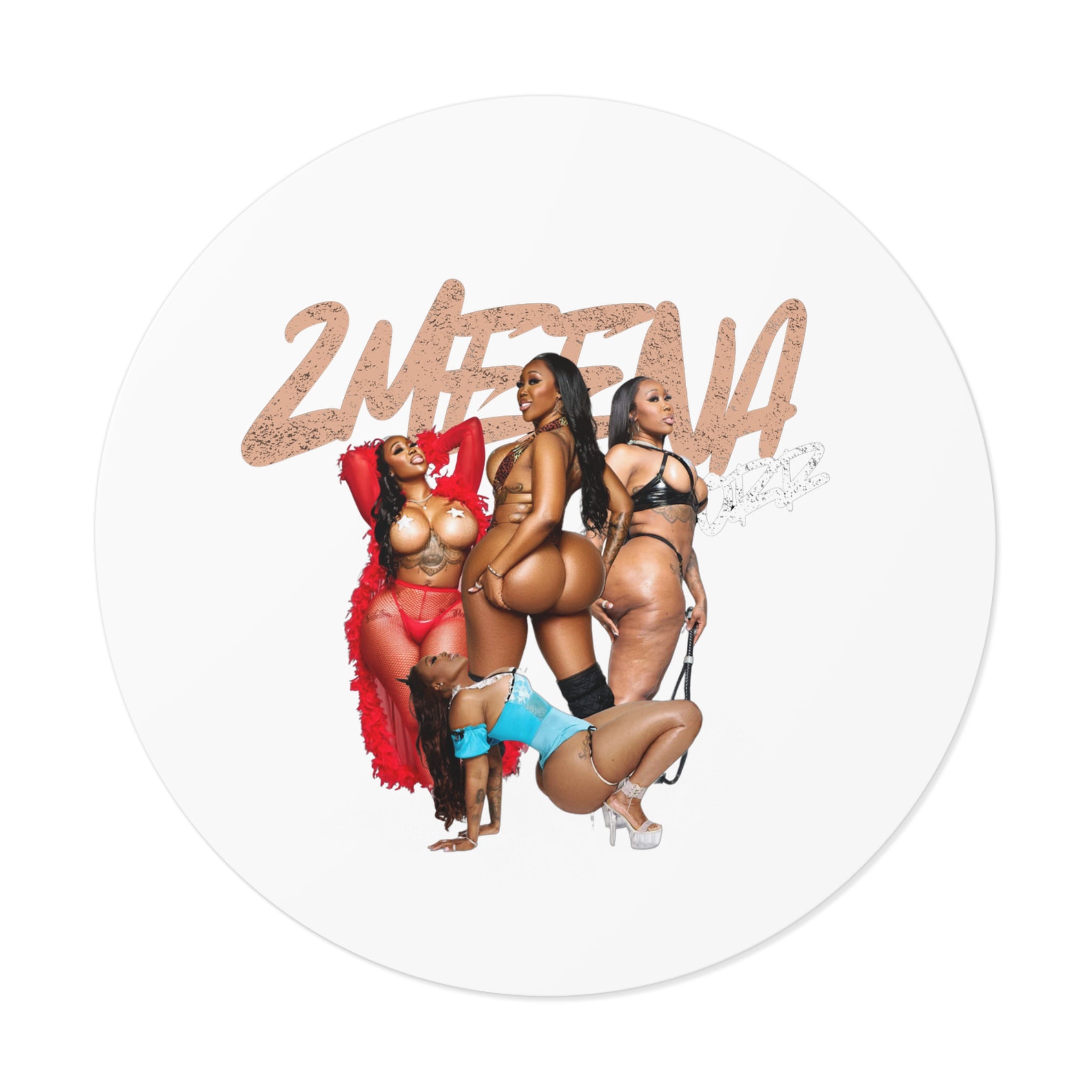 Round Vinyl Sticker — 2METINA Pin-Up Baddie Crew Graphic