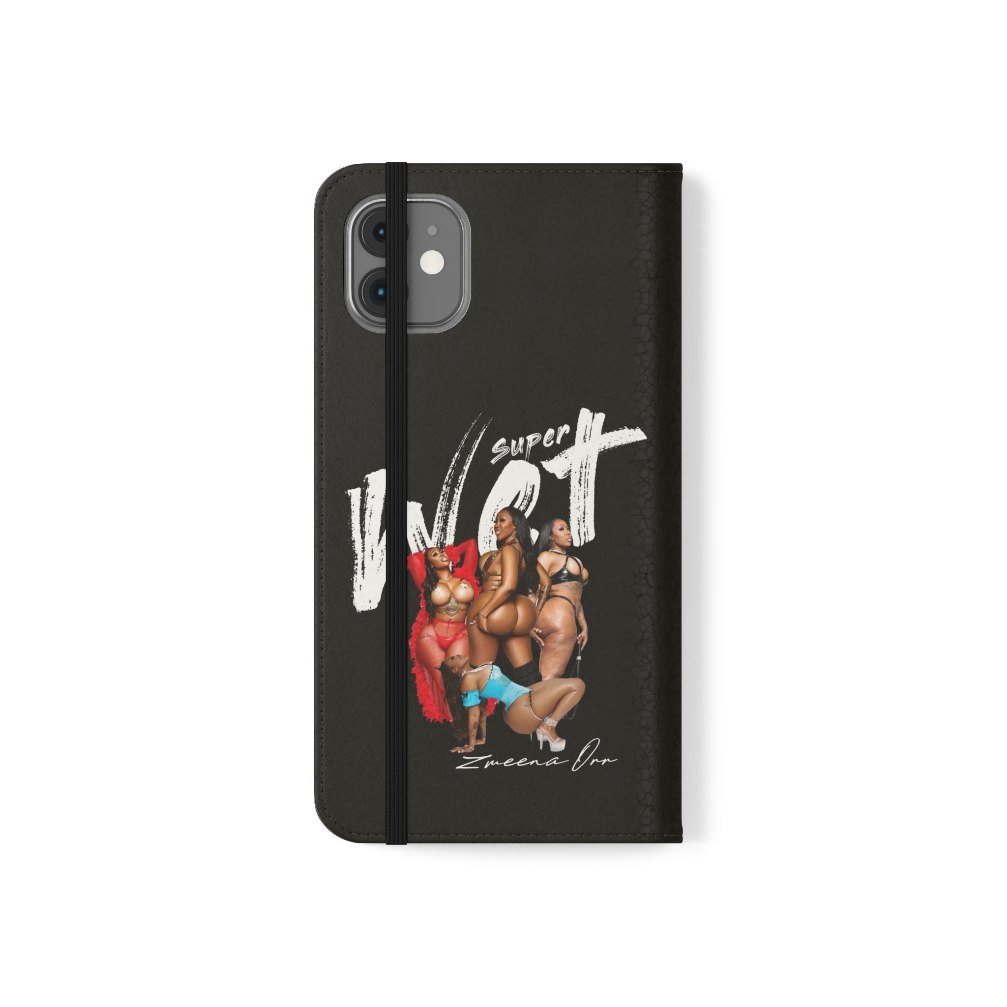 Black Personalized Flip Phone Case – "Super Wet" Graphic & Name (Tamena)