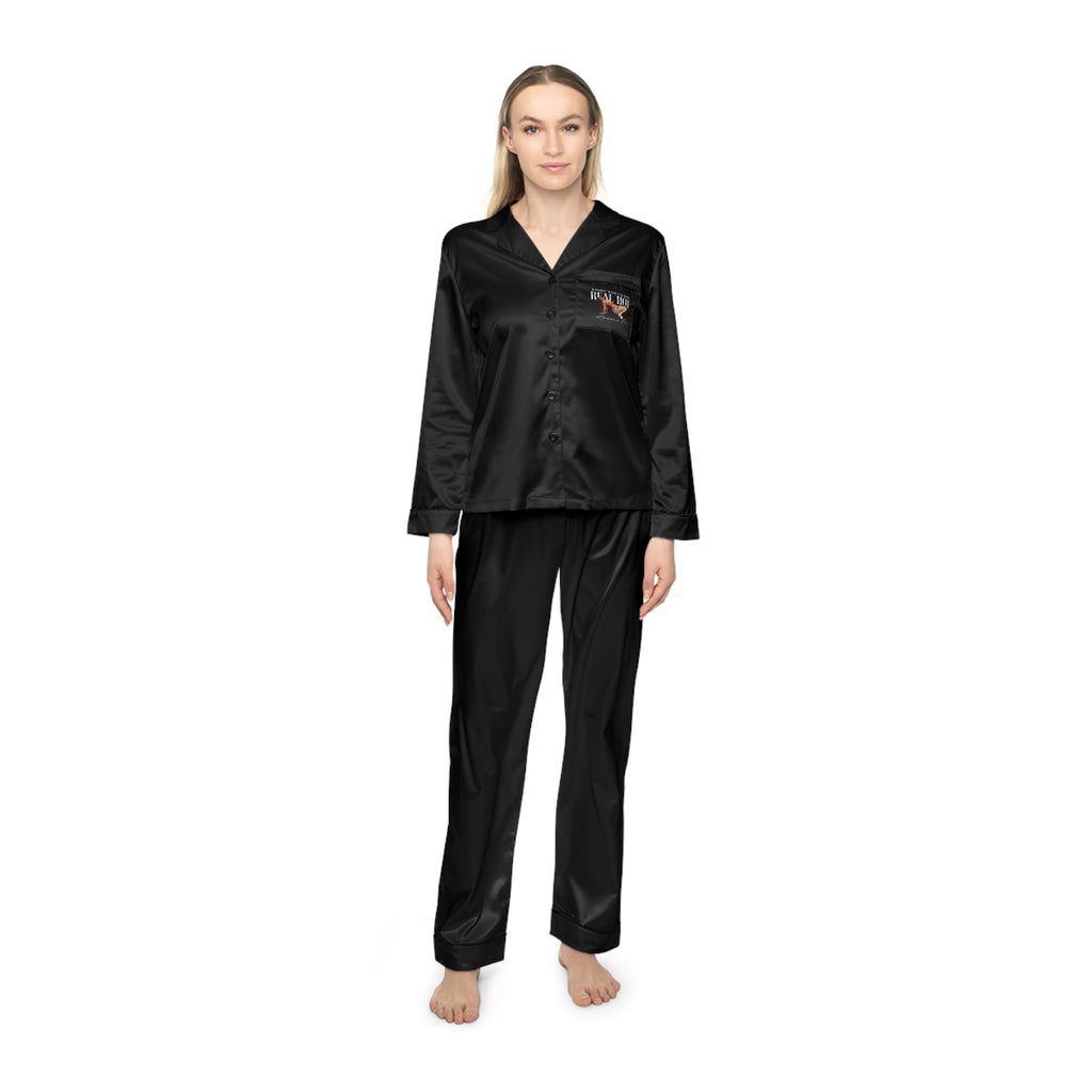 Satin Pajama Set – Retro Pinup 'WUT' Graphic Women's Sleepwear
