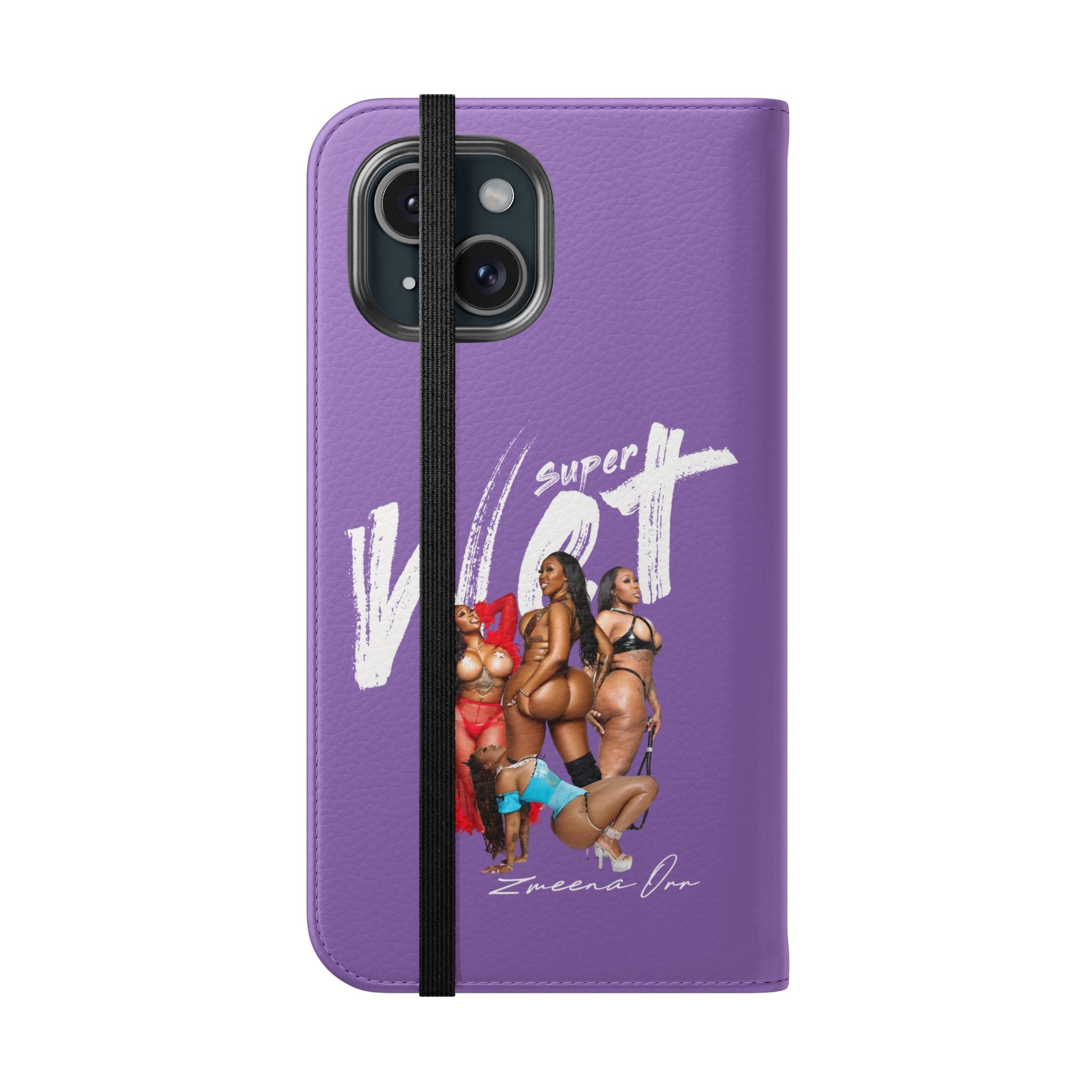 Purple Personalized Flip Phone Case – "Super Wet" Graphic & Name (Tamena)