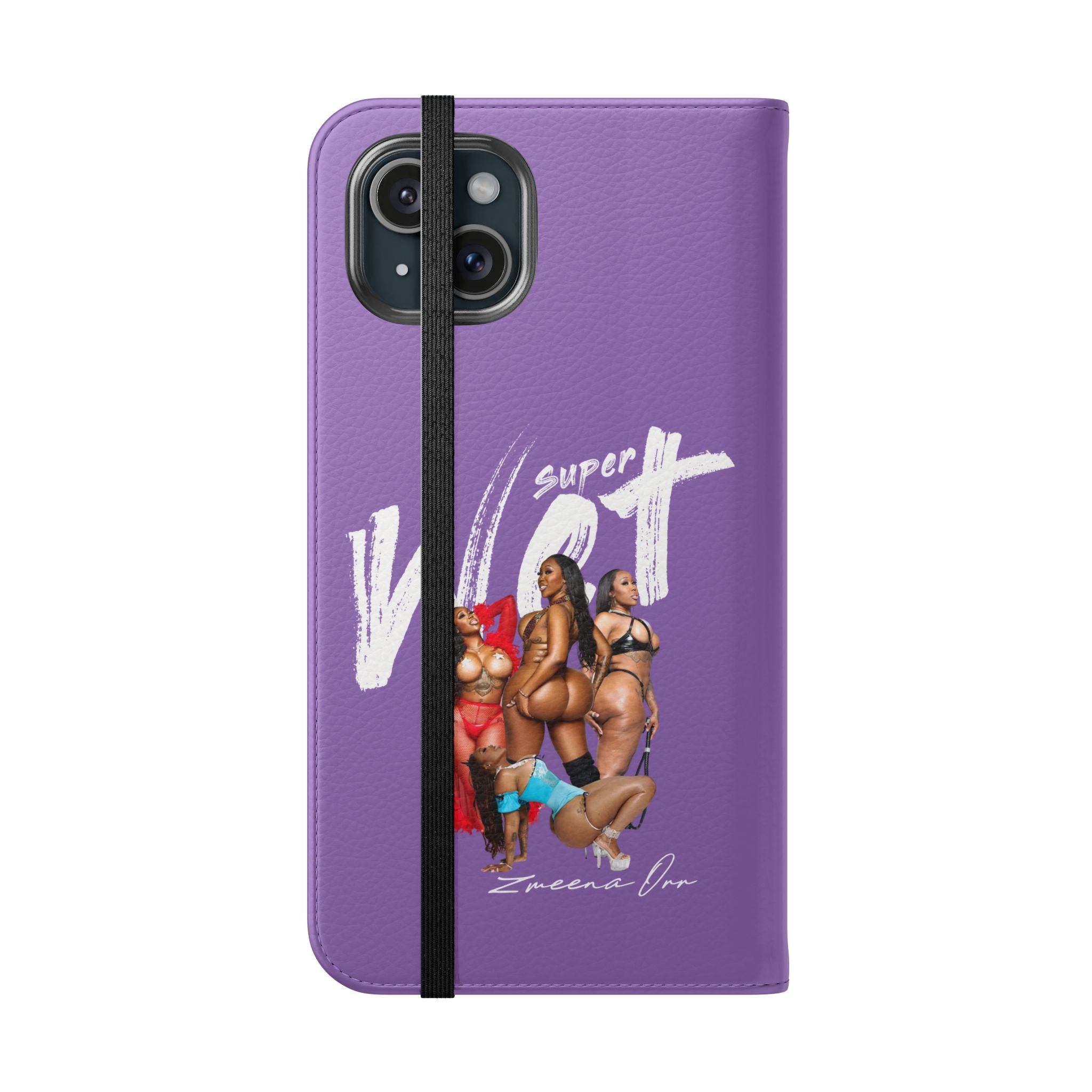 Purple Personalized Flip Phone Case – "Super Wet" Graphic & Name (Tamena)