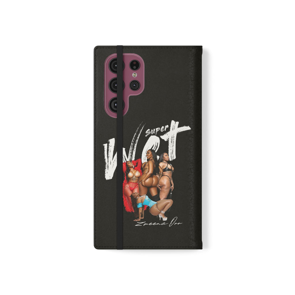 Black Personalized Flip Phone Case – "Super Wet" Graphic & Name (Tamena)