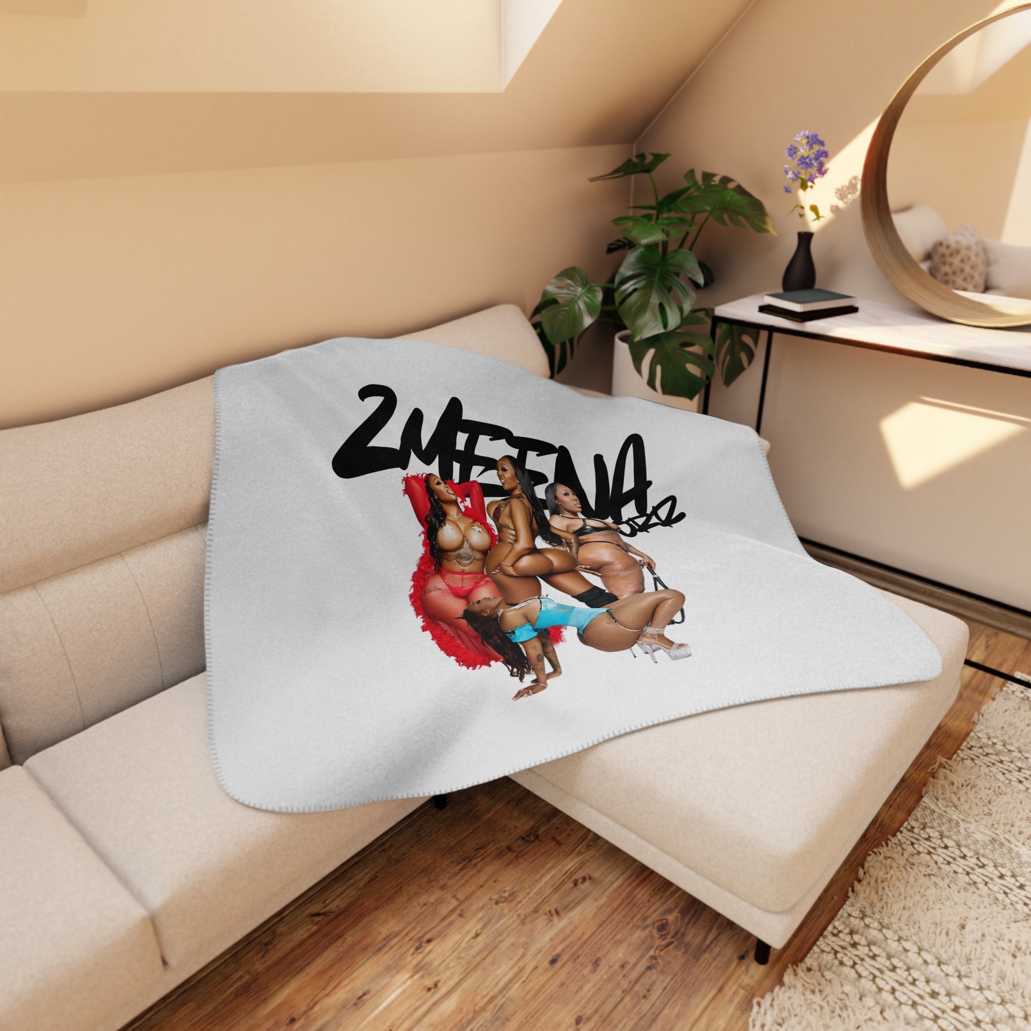 ZEE Sherpa Blanket with Sexy Pinup Crew Graphic