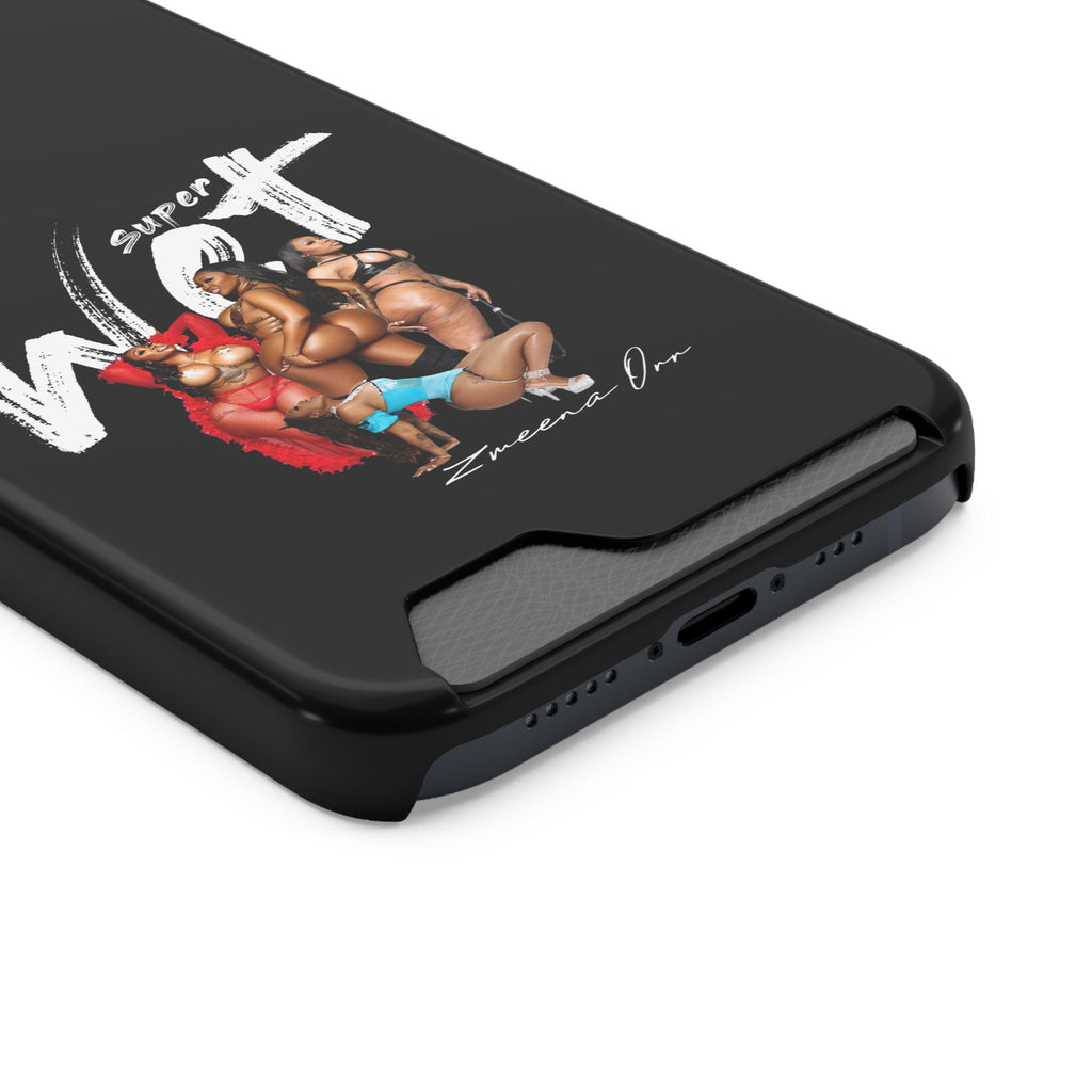 Phone Case with Card Holder — 'Super Wet' Pinup Crew Graphic