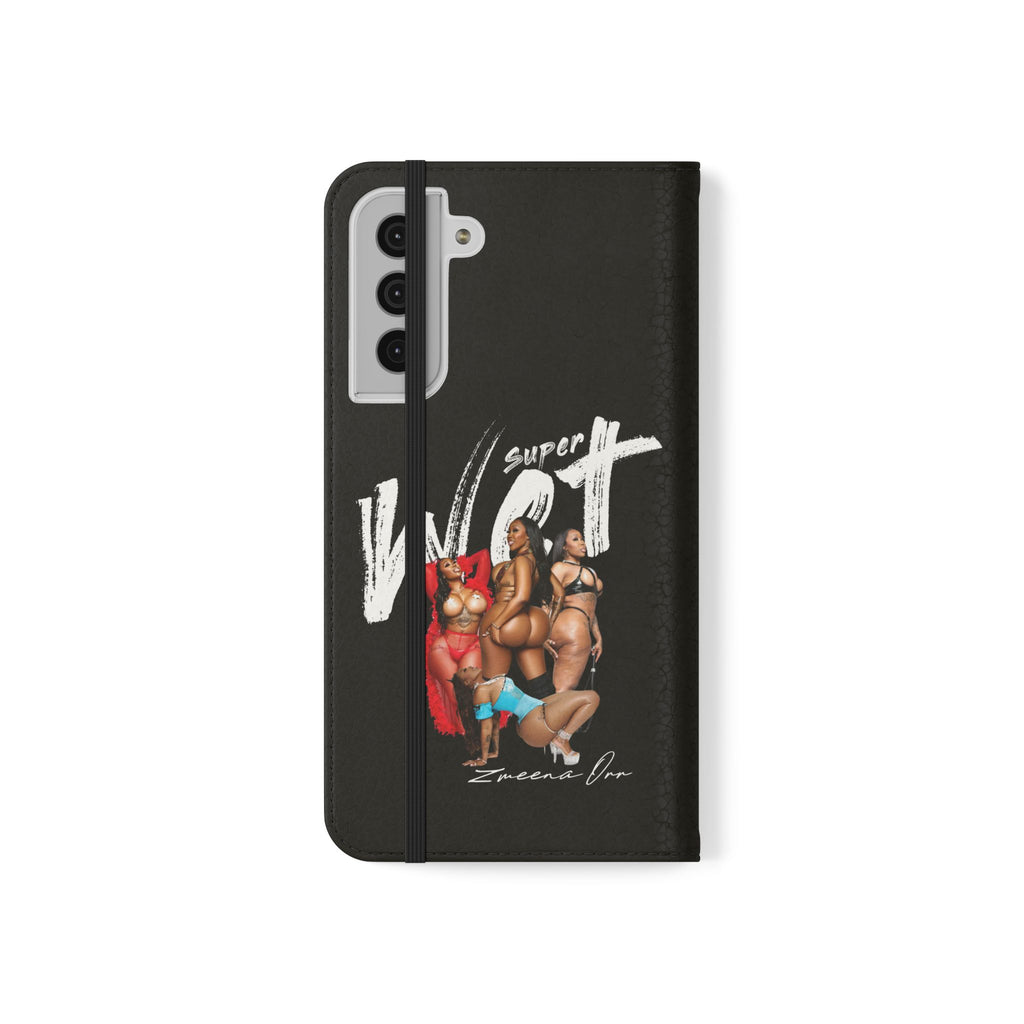 Black Personalized Flip Phone Case – "Super Wet" Graphic & Name (Tamena)