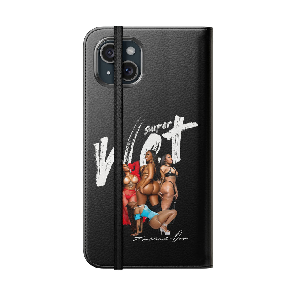 Black Personalized Flip Phone Case – "Super Wet" Graphic & Name (Tamena)