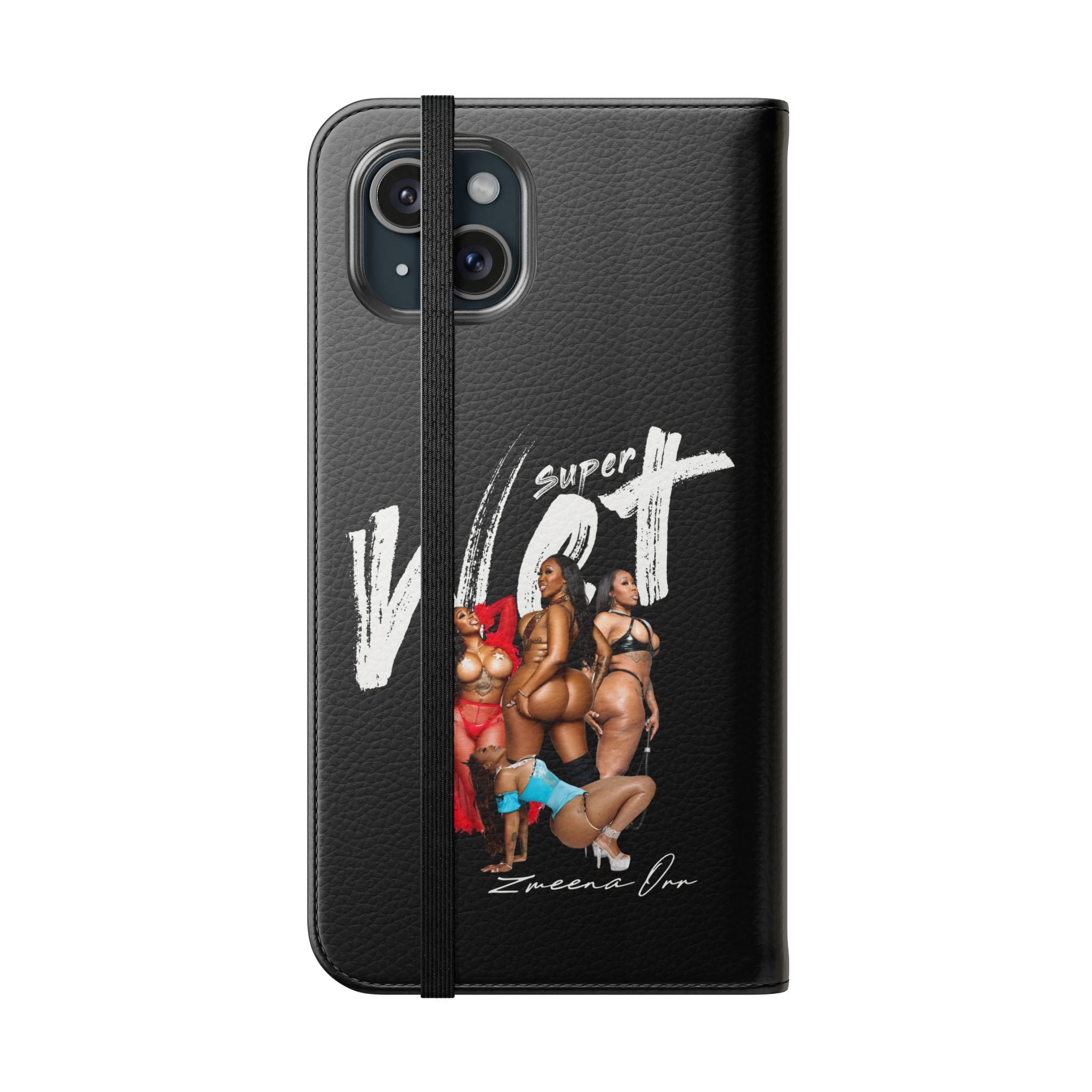 Black Personalized Flip Phone Case – "Super Wet" Graphic & Name (Tamena)