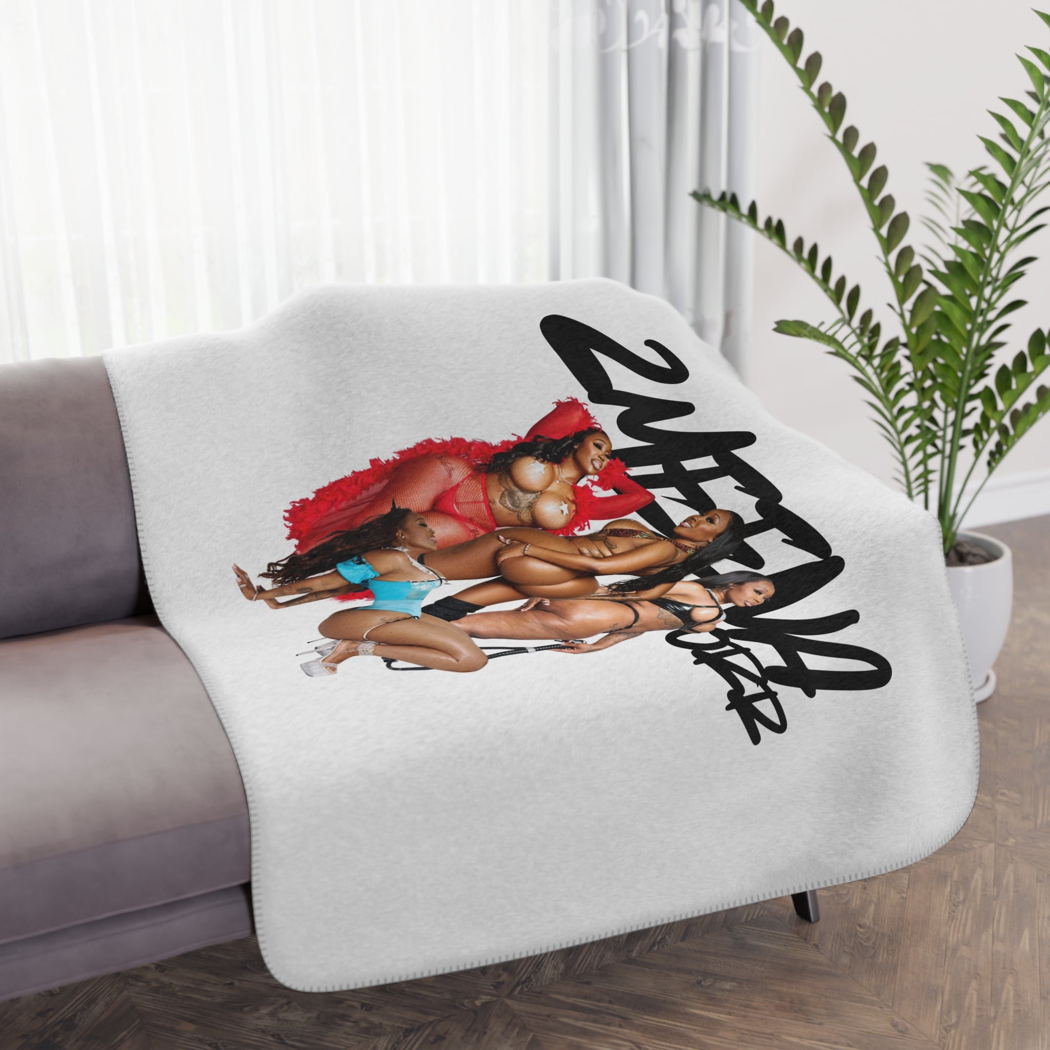 ZEE Sherpa Blanket with Sexy Pinup Crew Graphic
