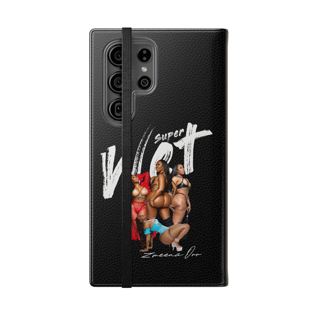 Black Personalized Flip Phone Case – "Super Wet" Graphic & Name (Tamena)
