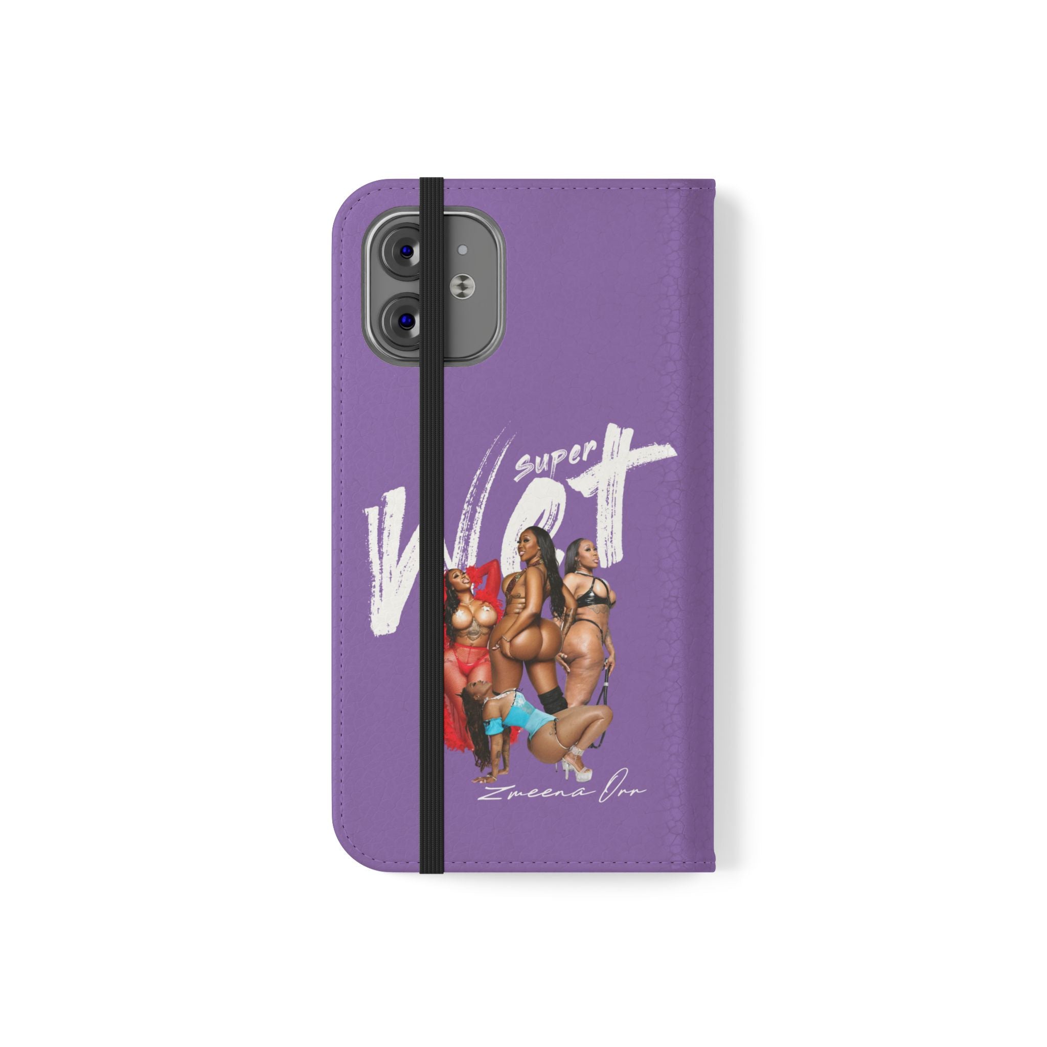 Purple Personalized Flip Phone Case – "Super Wet" Graphic & Name (Tamena)