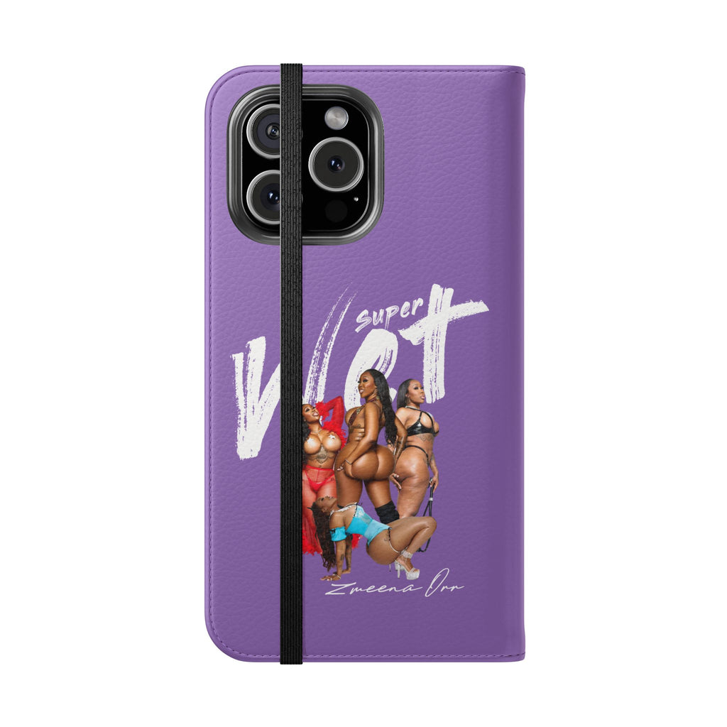 Purple Personalized Flip Phone Case – "Super Wet" Graphic & Name (Tamena)